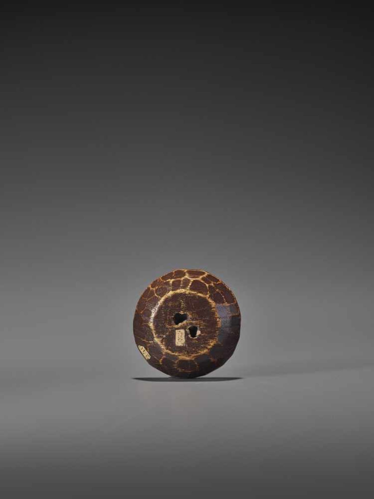 TEIJI: A RARE WOOD AND CERAMIC NETSUKE OF MANY MASKS By Teiji, signed TeijiJapan, Nagoya, mid-19th - Image 4 of 9