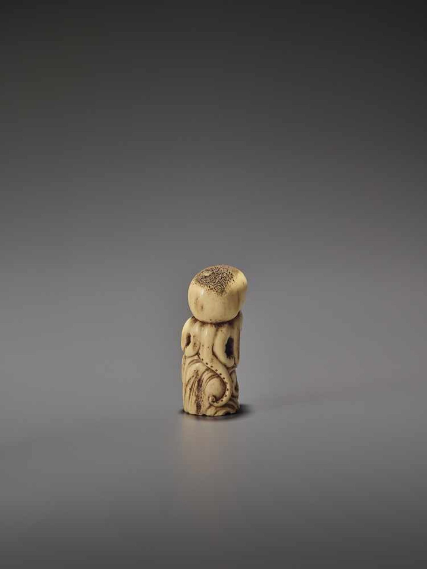 A RARE STAG ANTLER NETSUKE OF AN OCTOPUS UnsignedJapan, early 19th century, Edo period (1615-1868) - Bild 7 aus 10