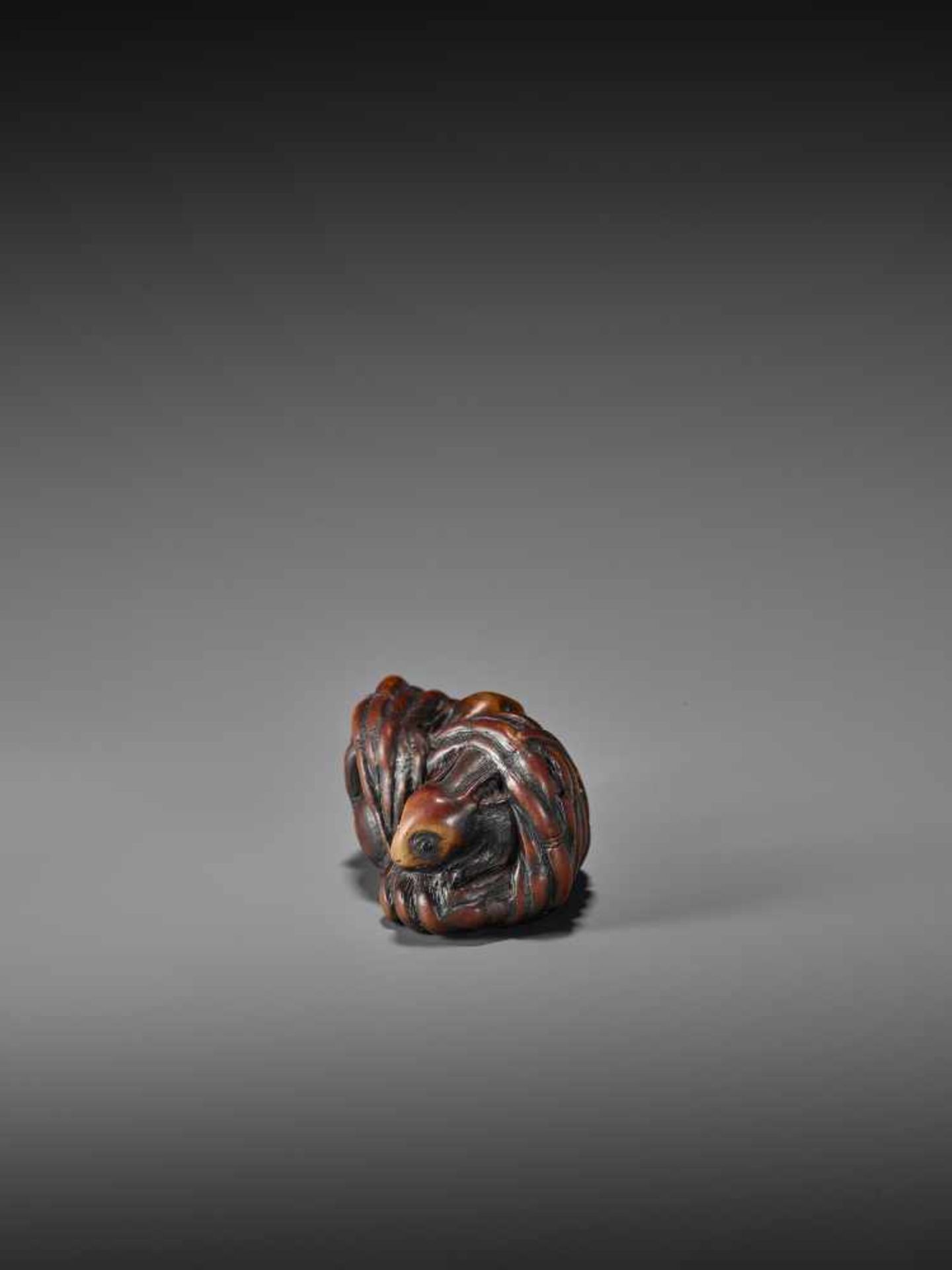 GEKKO: A RARE WOOD NETSUKE OF RABBITS IN BAMBOO By Gekko, signed GekkoJapan, 19th century, Edo - Image 5 of 11