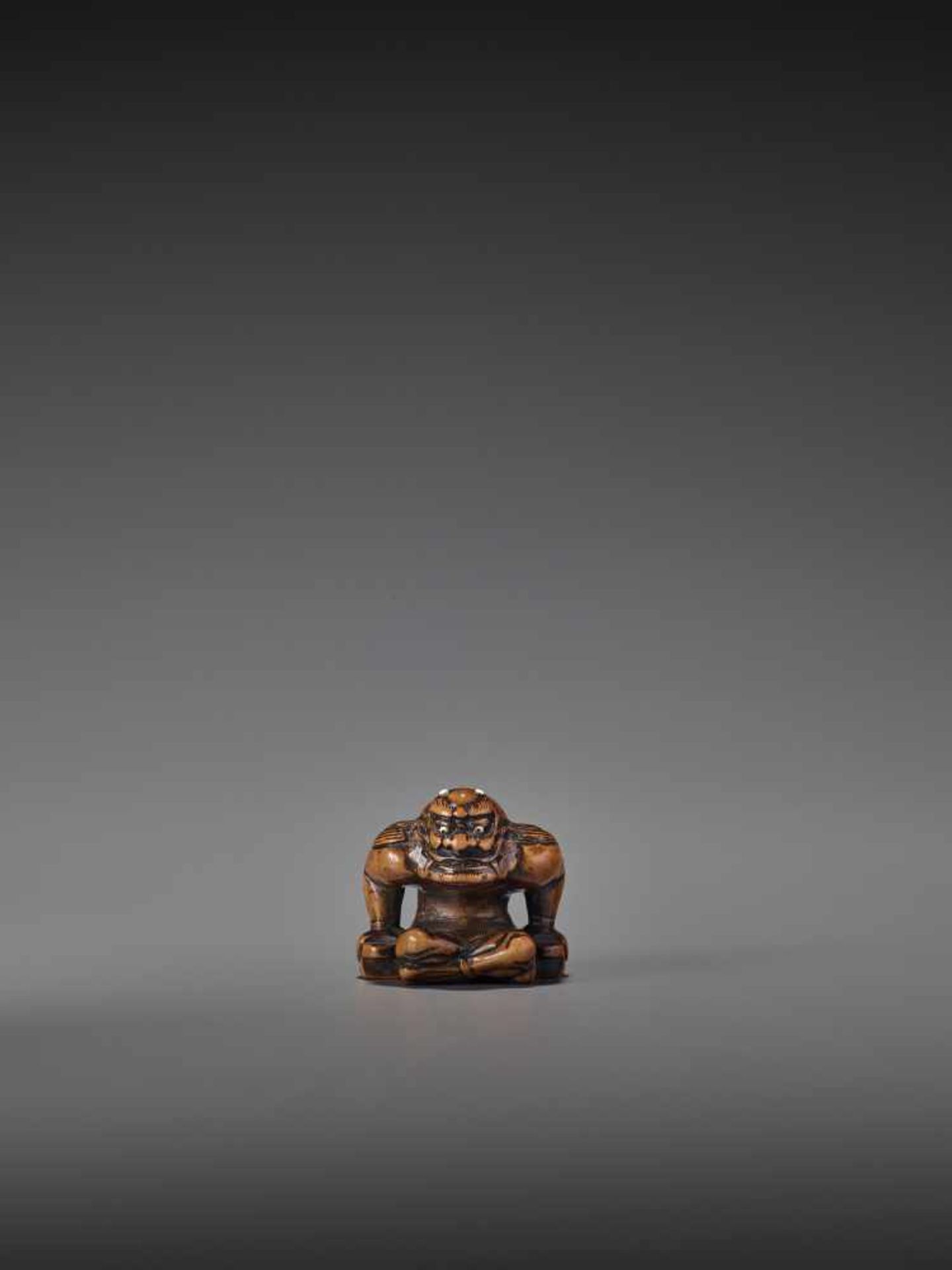 A FINE WOOD NETSUKE OF RAIJIN UnsignedJapan, probably Gifu, early 19th century, Edo period (1615-