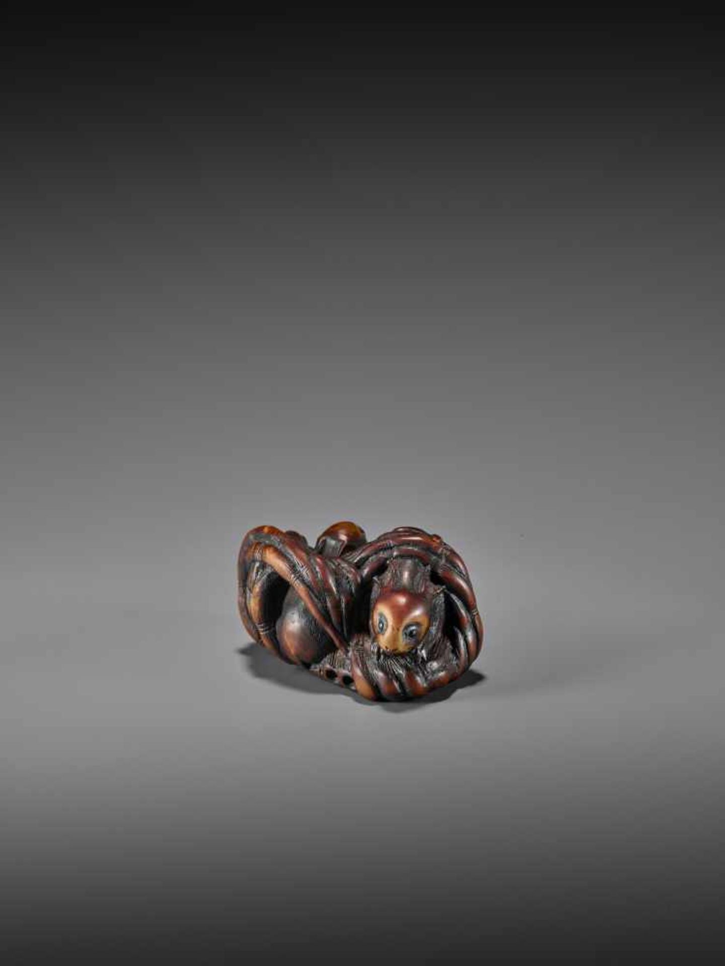 GEKKO: A RARE WOOD NETSUKE OF RABBITS IN BAMBOO By Gekko, signed GekkoJapan, 19th century, Edo - Image 4 of 11