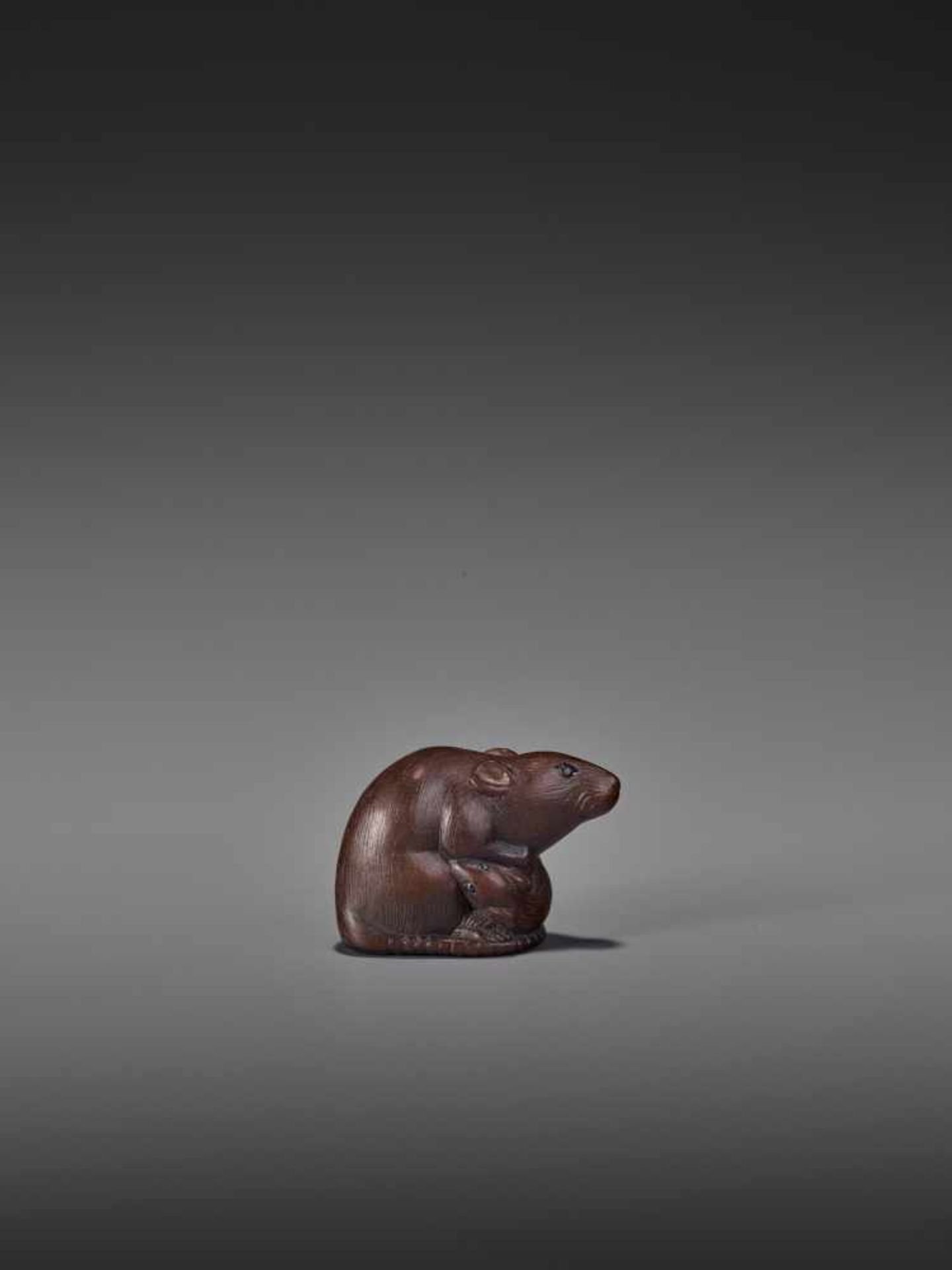 A FINE NAGOYA SCHOOL WOOD NETSUKE OF TWO RATS UnsignedJapan, Nagoya, early 19th century, Edo - Bild 8 aus 10