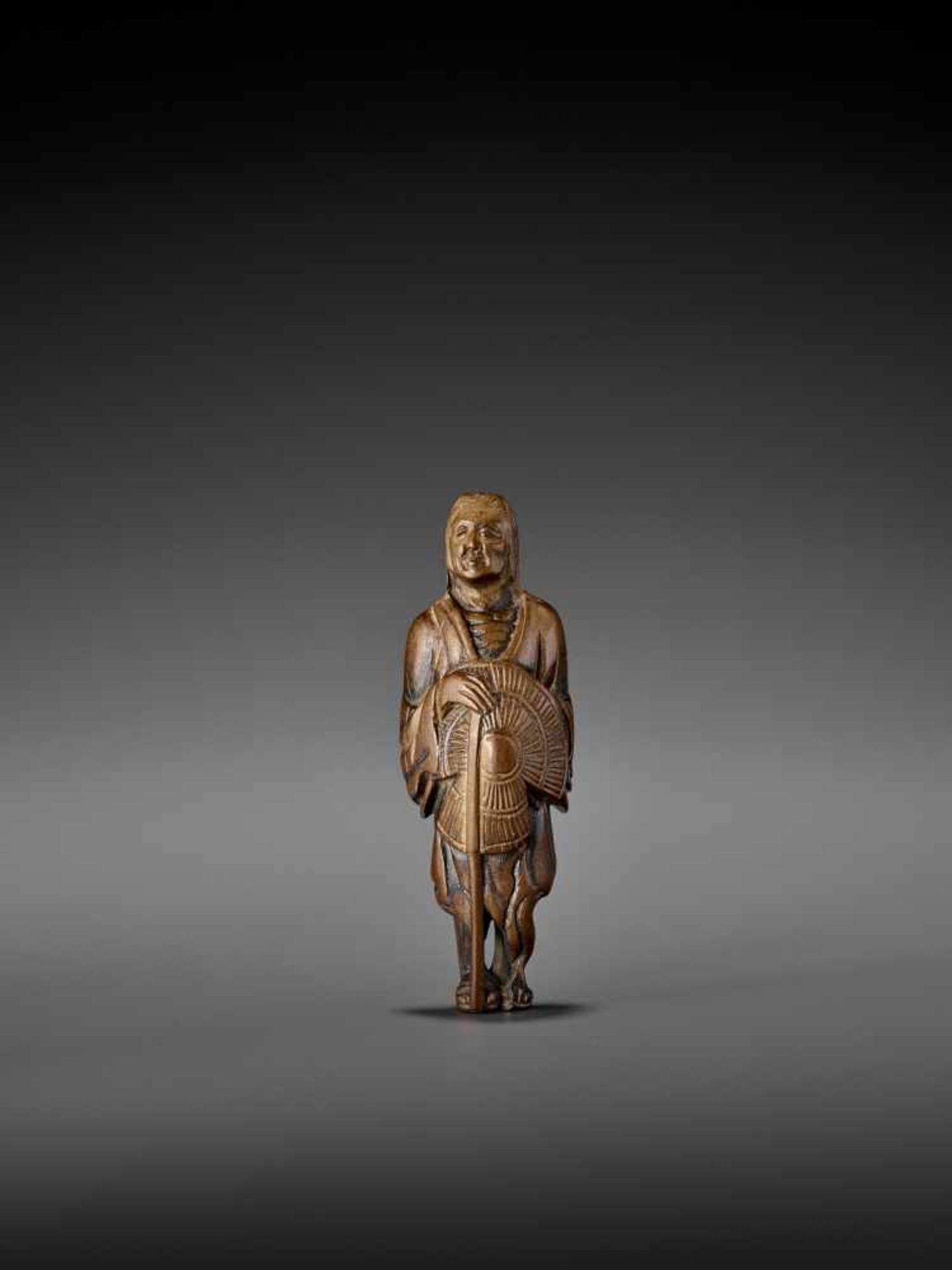 MASAYOSHI: A TALL WOOD NETSUKE OF ONO NO KOMACHI By Masayoshi, signed MasayoshiJapan, early 19th - Bild 3 aus 8