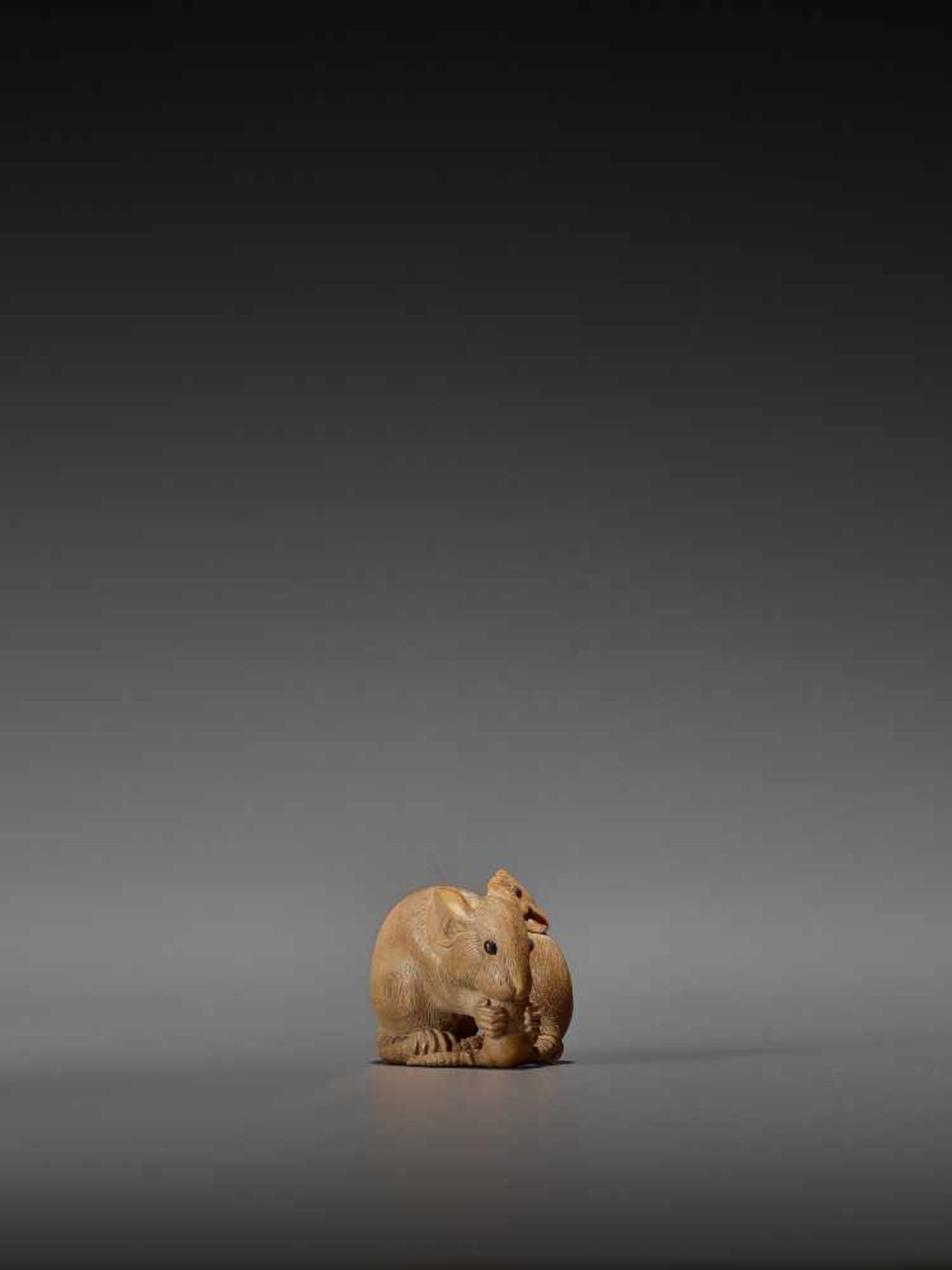 IKKO: A FINE WOOD NETSUKE OF TWO RATS By Ikko, signed IkkoJapan, second half of 19th centuryCarved