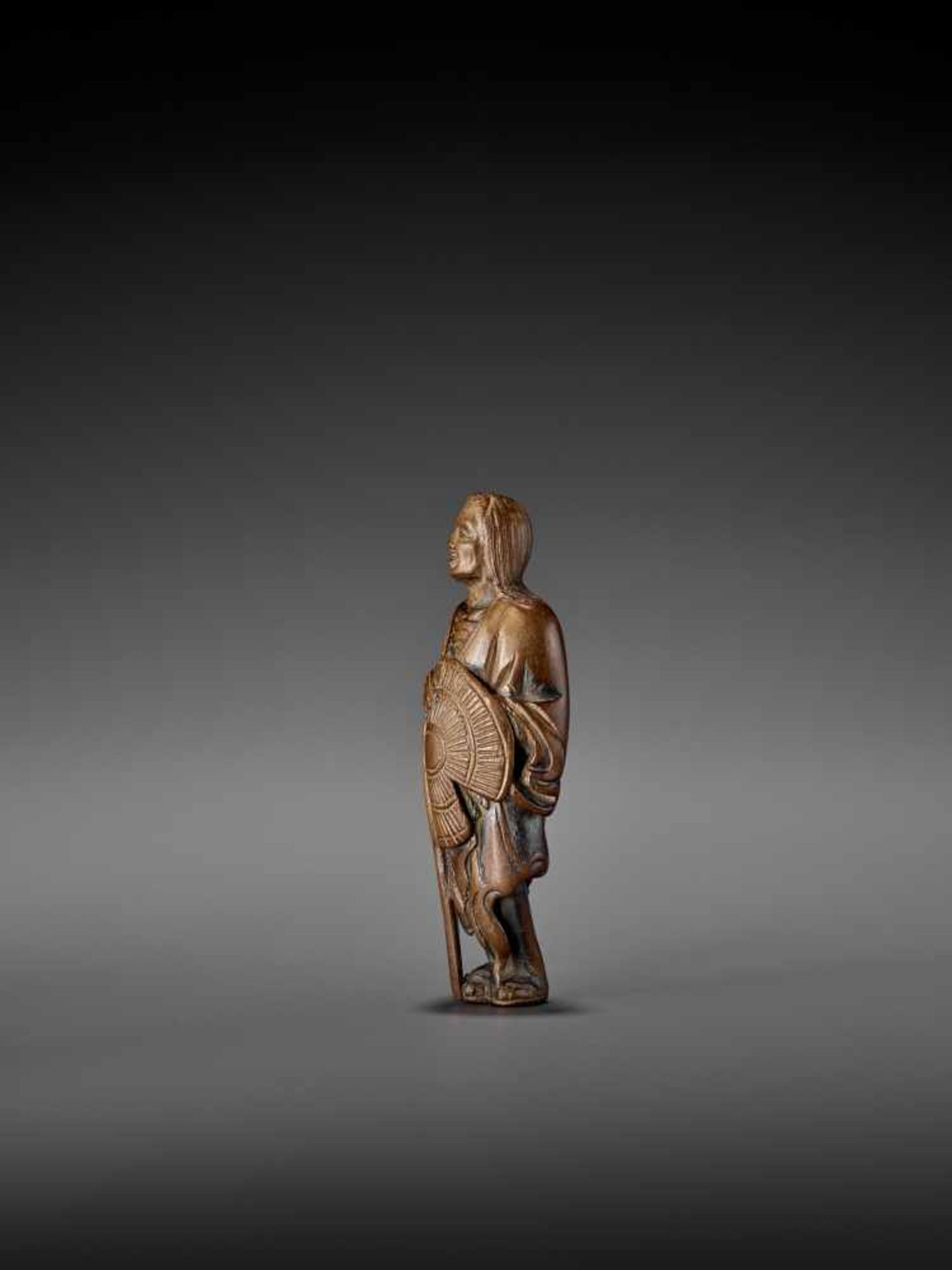 MASAYOSHI: A TALL WOOD NETSUKE OF ONO NO KOMACHI By Masayoshi, signed MasayoshiJapan, early 19th - Bild 5 aus 8