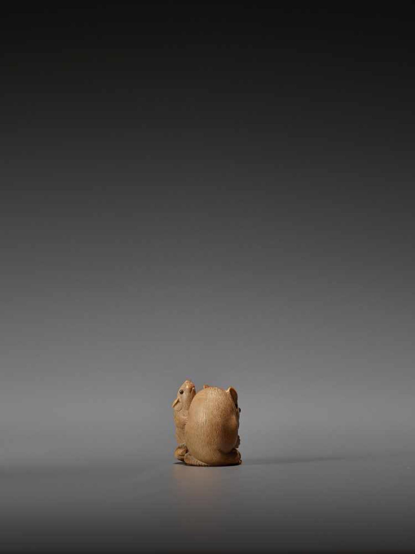 IKKO: A FINE WOOD NETSUKE OF TWO RATS By Ikko, signed IkkoJapan, second half of 19th centuryCarved - Image 6 of 13