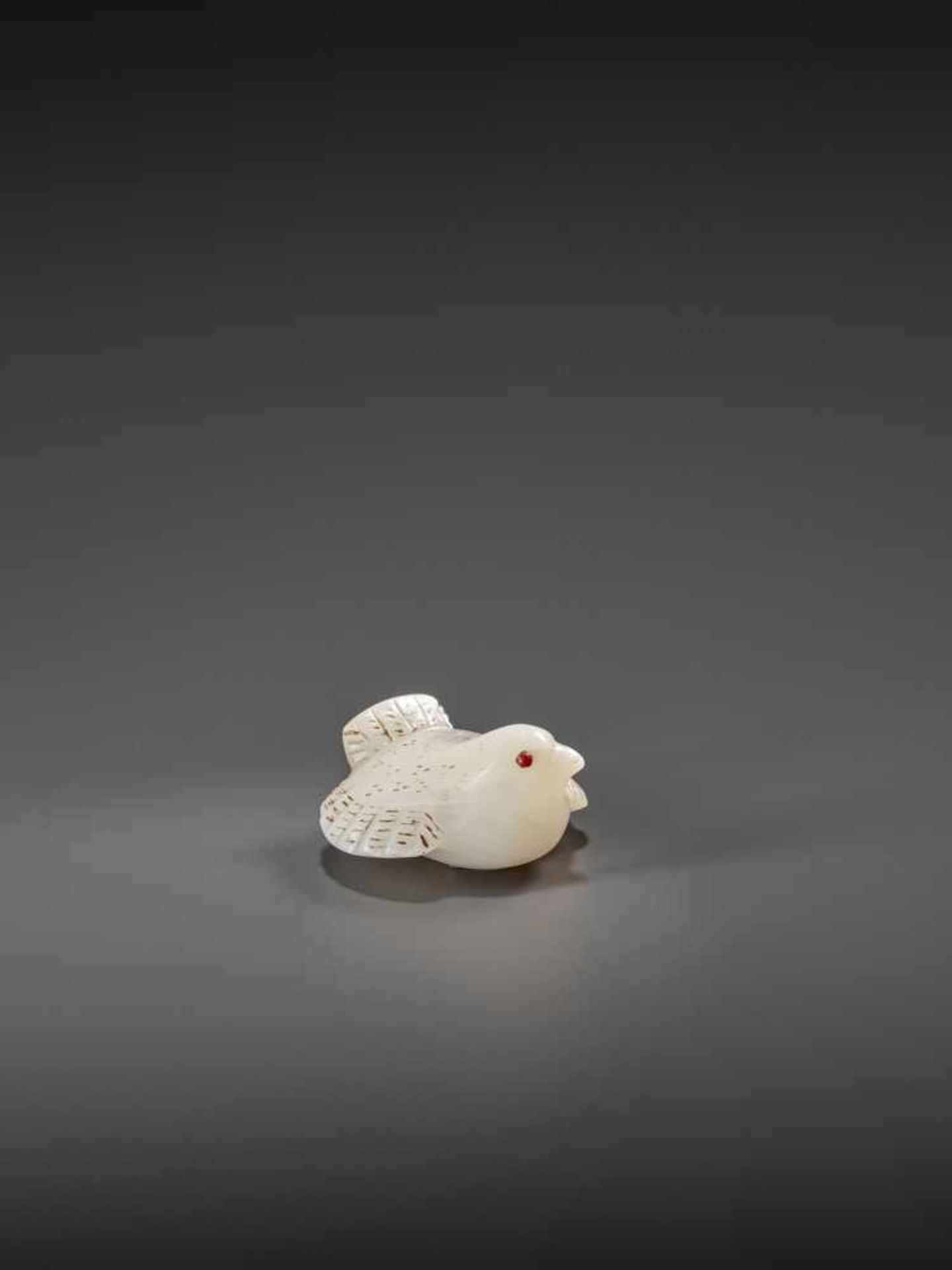 A VERY RARE MOTHER OF PEARL NETSUKE OF FUKURA SUZUME UnsignedJapan, 19th century, Edo period (1615-