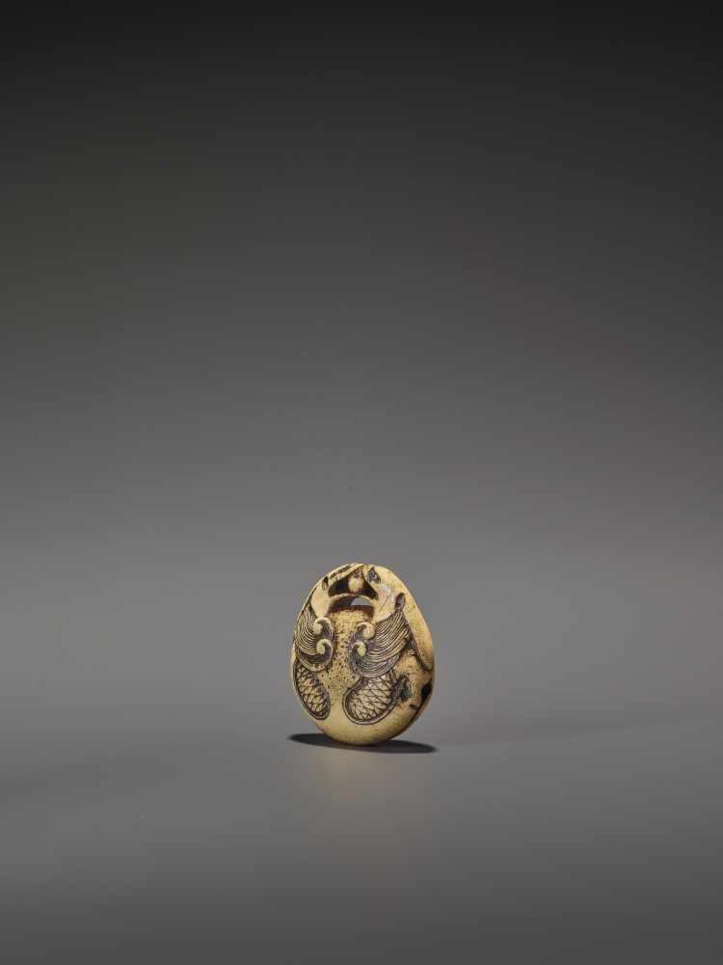 AN ASAKUSA SCHOOL STAG ANTLER NETSUKE OF A DRAGON MOKUGYO UnsignedJapan, Edo, Asakusa school, mid- - Image 3 of 9