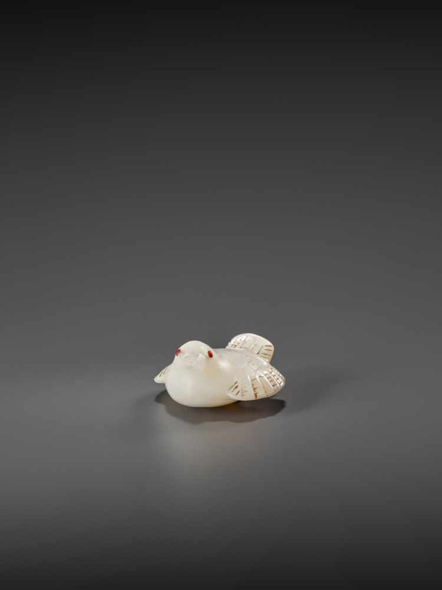 A VERY RARE MOTHER OF PEARL NETSUKE OF FUKURA SUZUME UnsignedJapan, 19th century, Edo period (1615- - Image 4 of 11