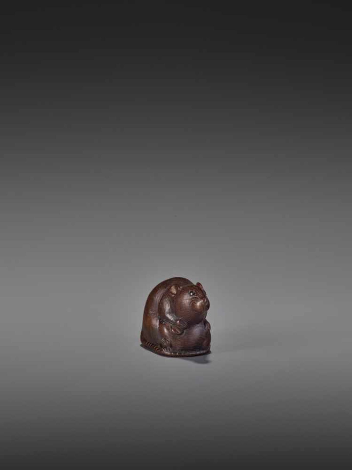 A FINE NAGOYA SCHOOL WOOD NETSUKE OF TWO RATS UnsignedJapan, Nagoya, early 19th century, Edo - Image 3 of 10