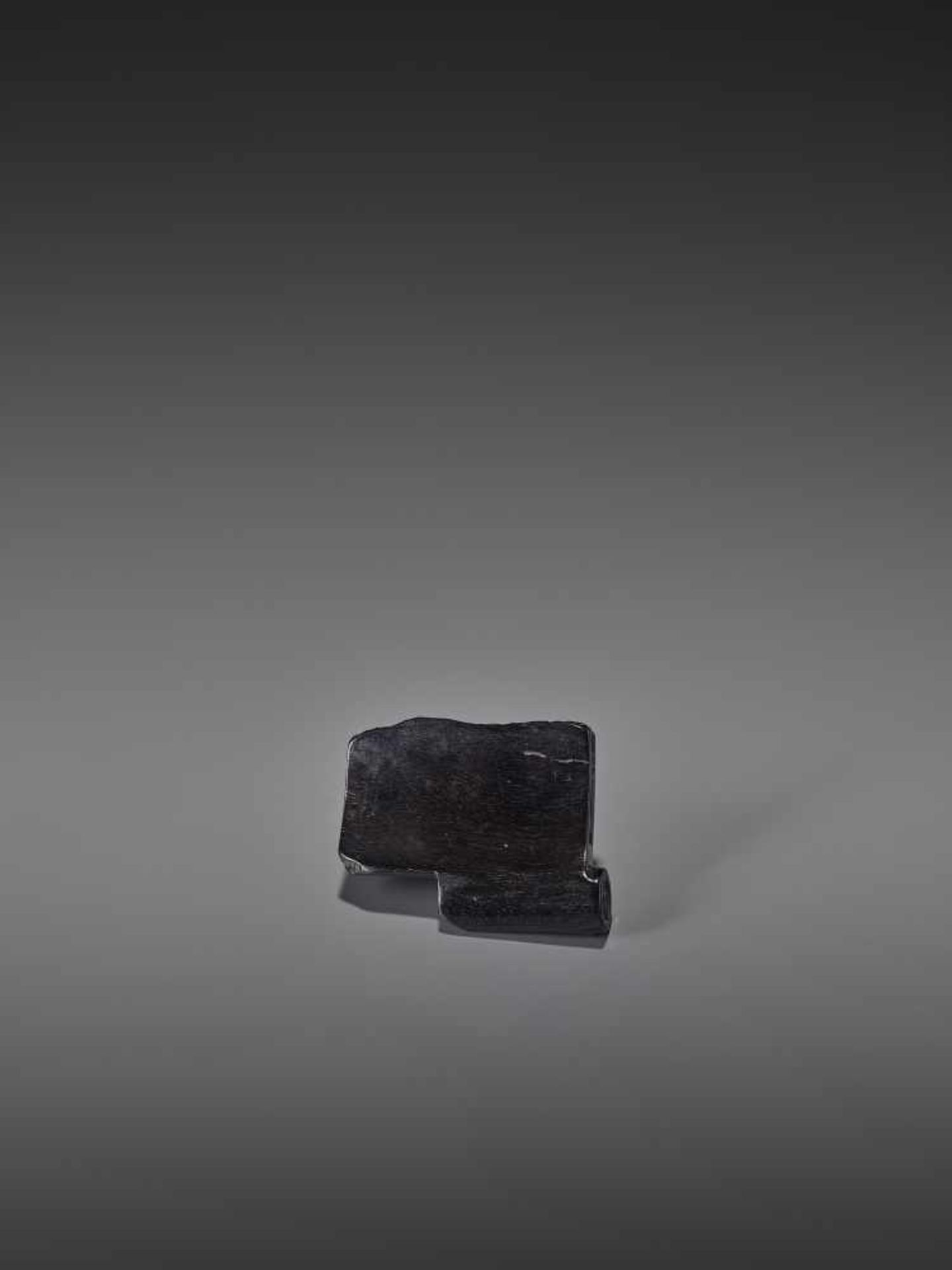 JUGYOKU: AN EBONY AND HORN NETSUKE OF A SNAIL ON A ROOF TILE By Ryukosai Jugyoku, signed - Bild 9 aus 10