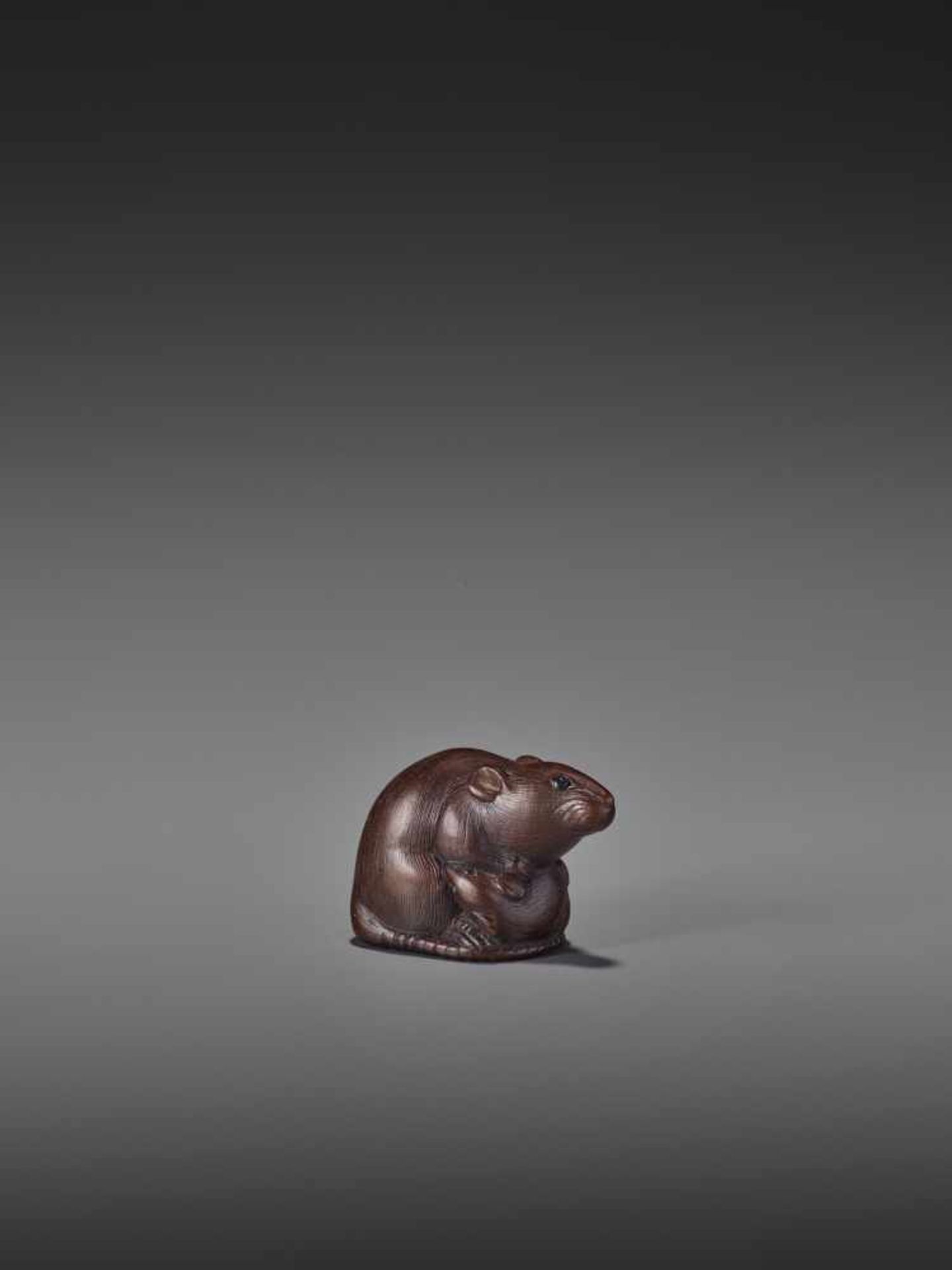 A FINE NAGOYA SCHOOL WOOD NETSUKE OF TWO RATS UnsignedJapan, Nagoya, early 19th century, Edo