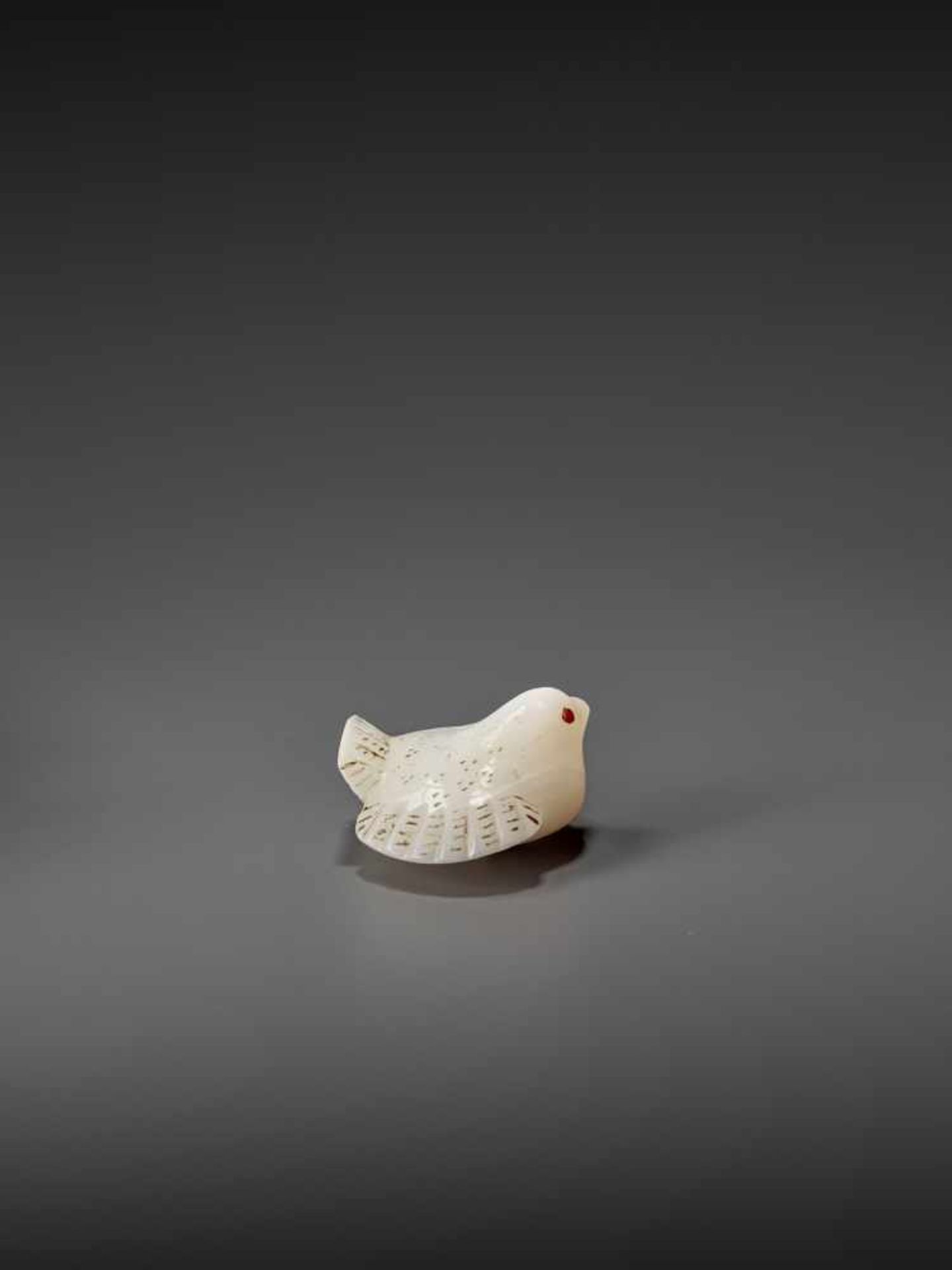 A VERY RARE MOTHER OF PEARL NETSUKE OF FUKURA SUZUME UnsignedJapan, 19th century, Edo period (1615- - Image 10 of 11