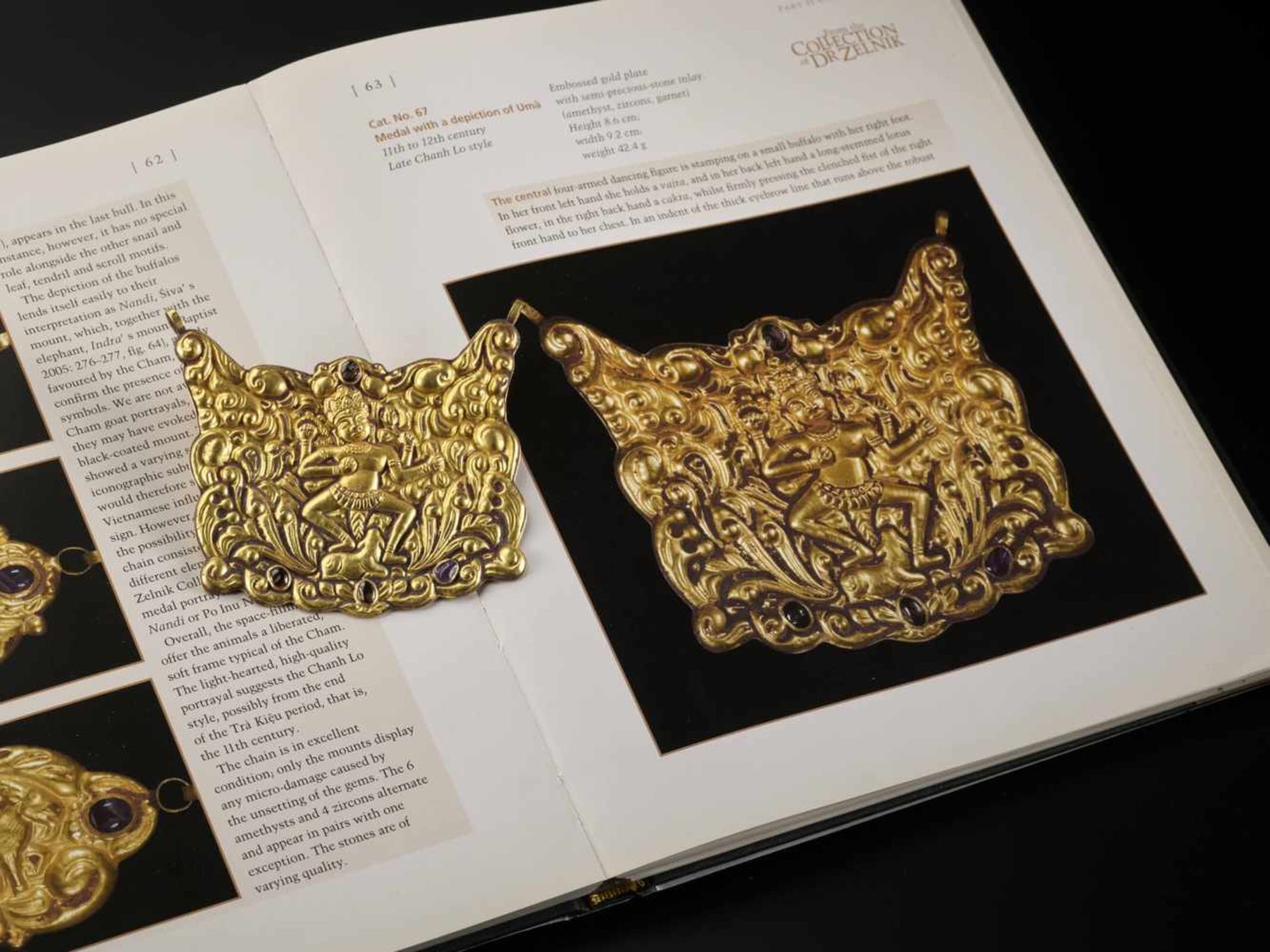 A CHAM REPOUSSÉ GOLD PECTORAL DEPICTING UMA ON A NANDI BULL Central Cham kingdom, Late Chanh Lo - Image 2 of 5
