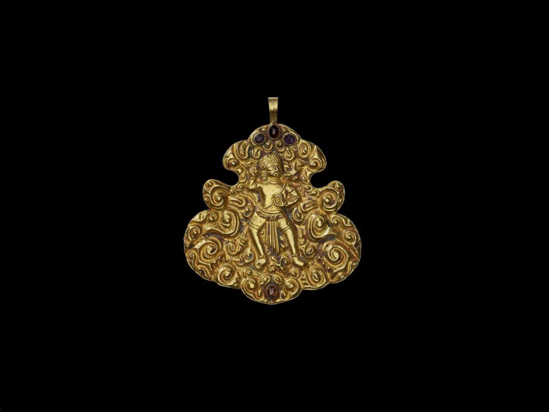 A CHAM GOLD PECTORAL DEPICTING A MALE DANCER Central Cham kingdom, classical period, 10th – 12th