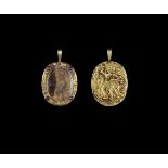 A CHAM GOLD PENDANT WITH STONE INTAGLIO DEPICTING SHIVA Central Cham kingdom, early classical