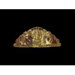 AN EXCELLENT AND VERY RARE CHAM REPOUSSÉ GOLD DIADEM DEPICTING BRAHMA Central Cham kingdom,