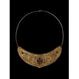 A CHAM GOLD NECKLACE WITH A CRESCENT MOON PECTORAL Central or southern Cham kingdom, period of Khmer