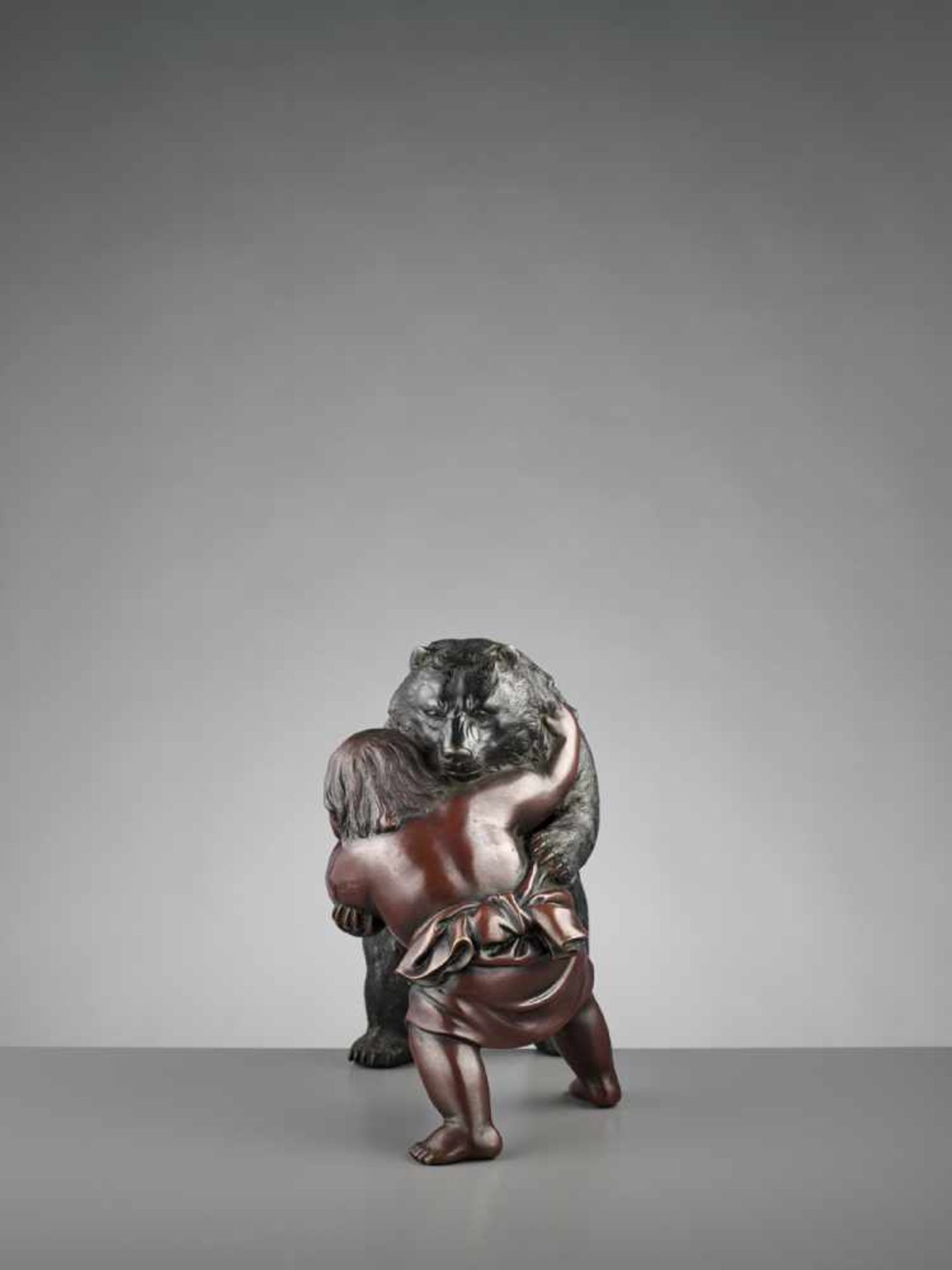 HIROMITSU: A RARE BRONZE OF KINTARO SUMO WRESTLING WITH A BEAR By Hiromitsu, signed Hiromitsu - Image 6 of 12