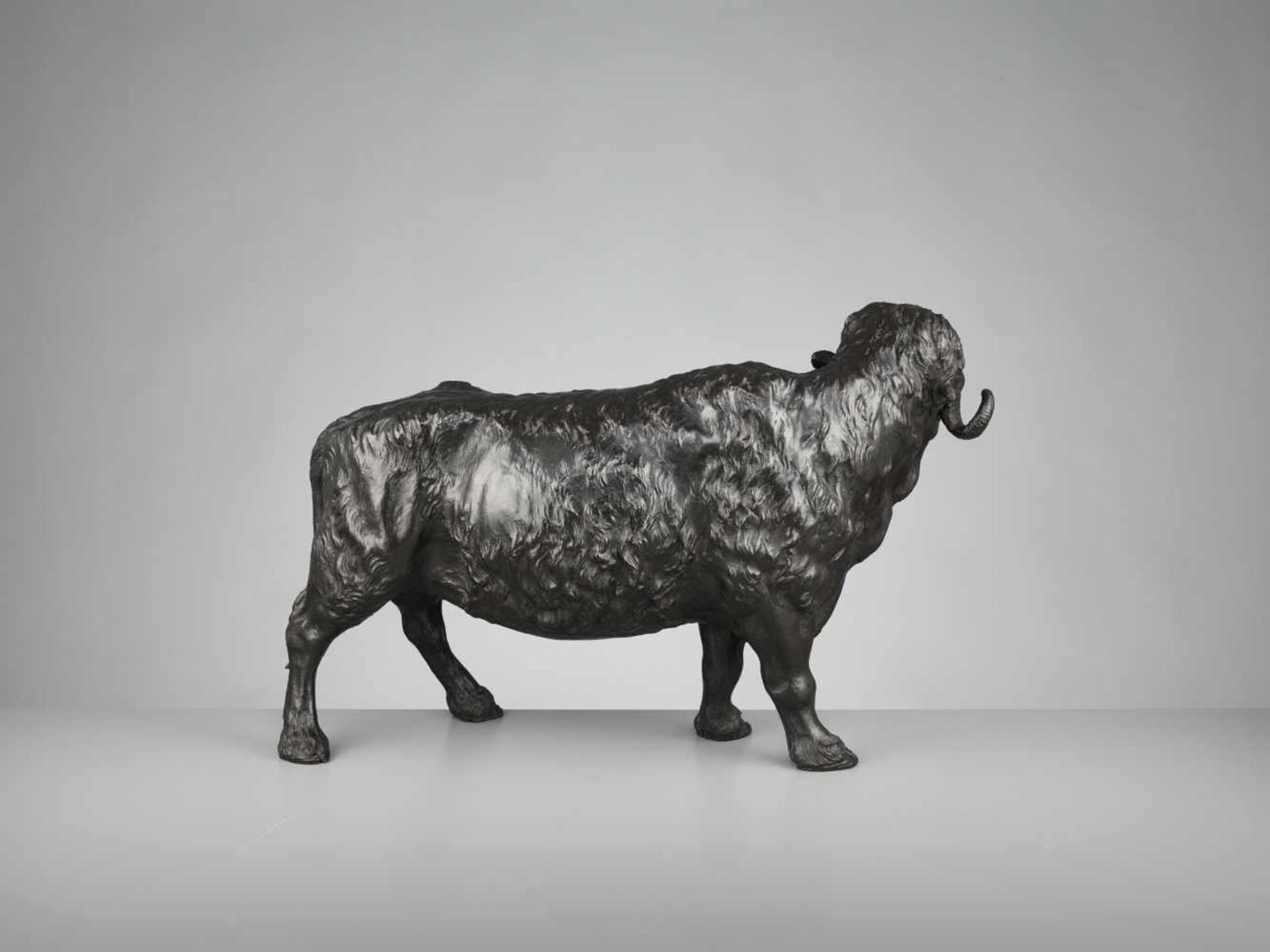 GENRYUSAI SEIYA: A RARE AND MASSIVE BRONZE OF A MUSK OX By Genryusai Seiya, signed Dai Nihon - Image 6 of 10