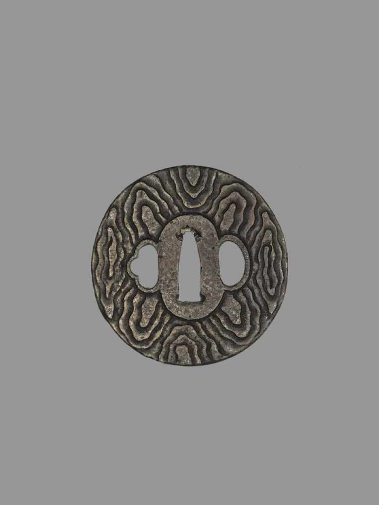 TWO IRON TSUBA WITH TREE BARK AND CICADA Japan, 18th to 19th century, Edo period (1615-1868)The - Bild 5 aus 7