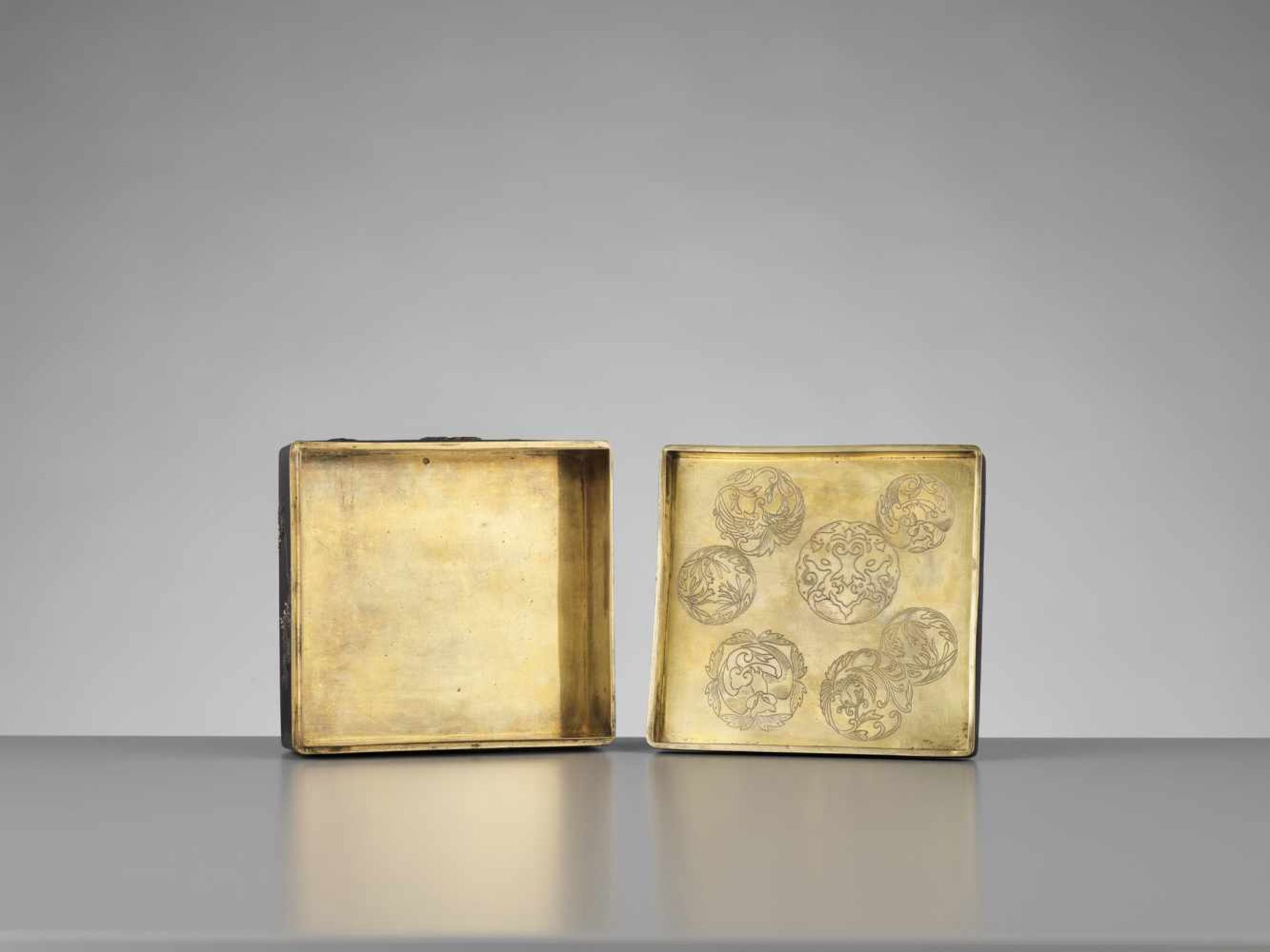 MASAYUKI: AN IRON AND GOLD BOX WITH MAGNOLIA AND SPARROW By Masayuki, signed MasayukiJapan, late - Image 8 of 11