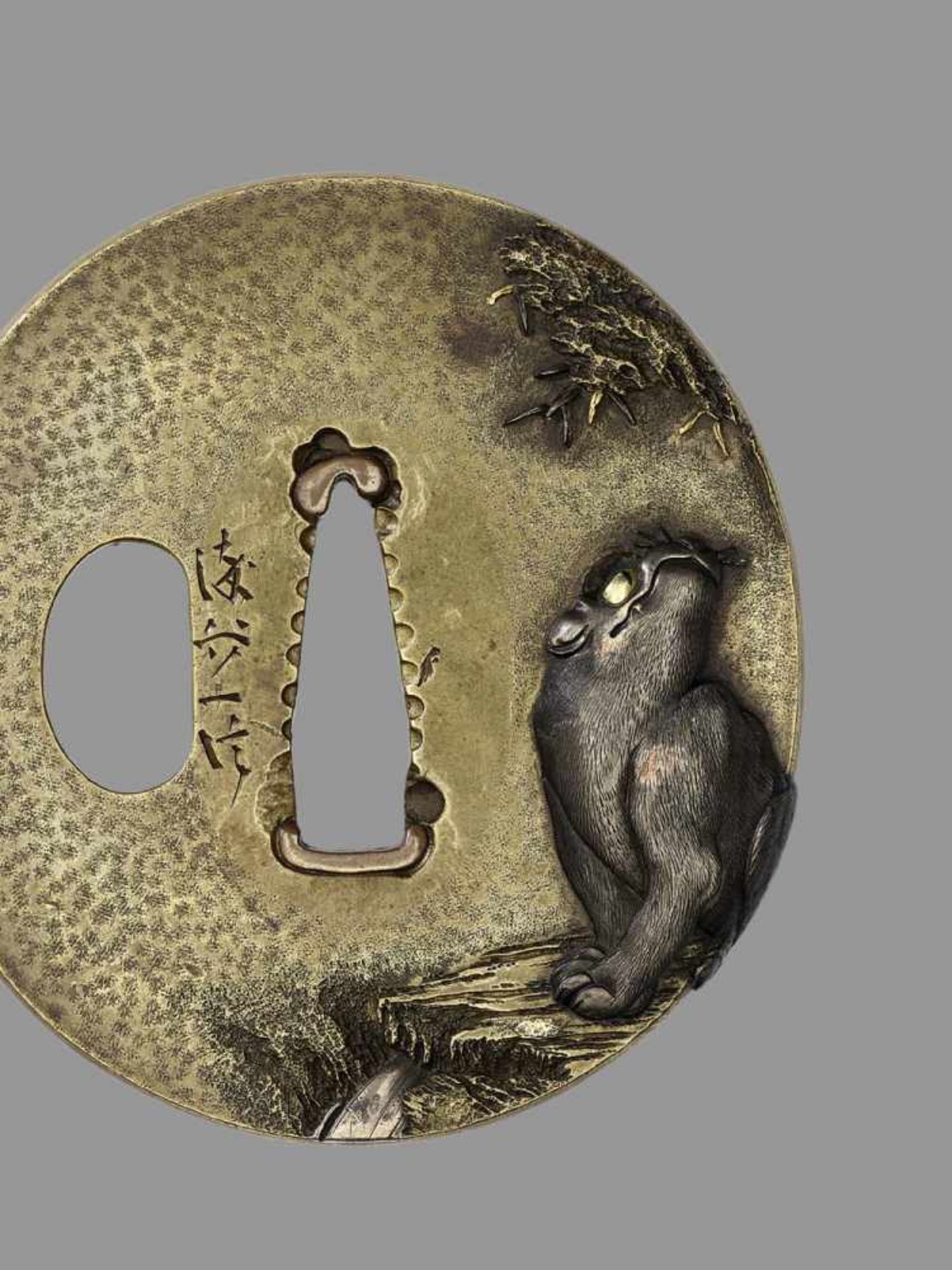 SOMEYA KAZUNOBU: A FINE SENTOKU TSUBA WITH TIGER By Someya Kazunobu (active ca. 1848-1850), signed - Image 2 of 5