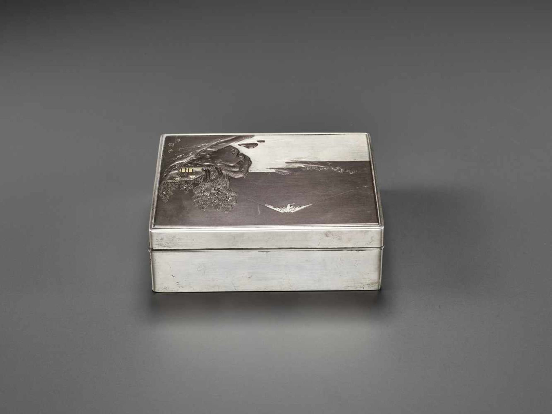 CHIKUSHIN: AN ICONIC ‘MOUNT FUJI’ SILVER BOX By Chikushin for the Miyamoto company, signed Chikushin - Image 5 of 9