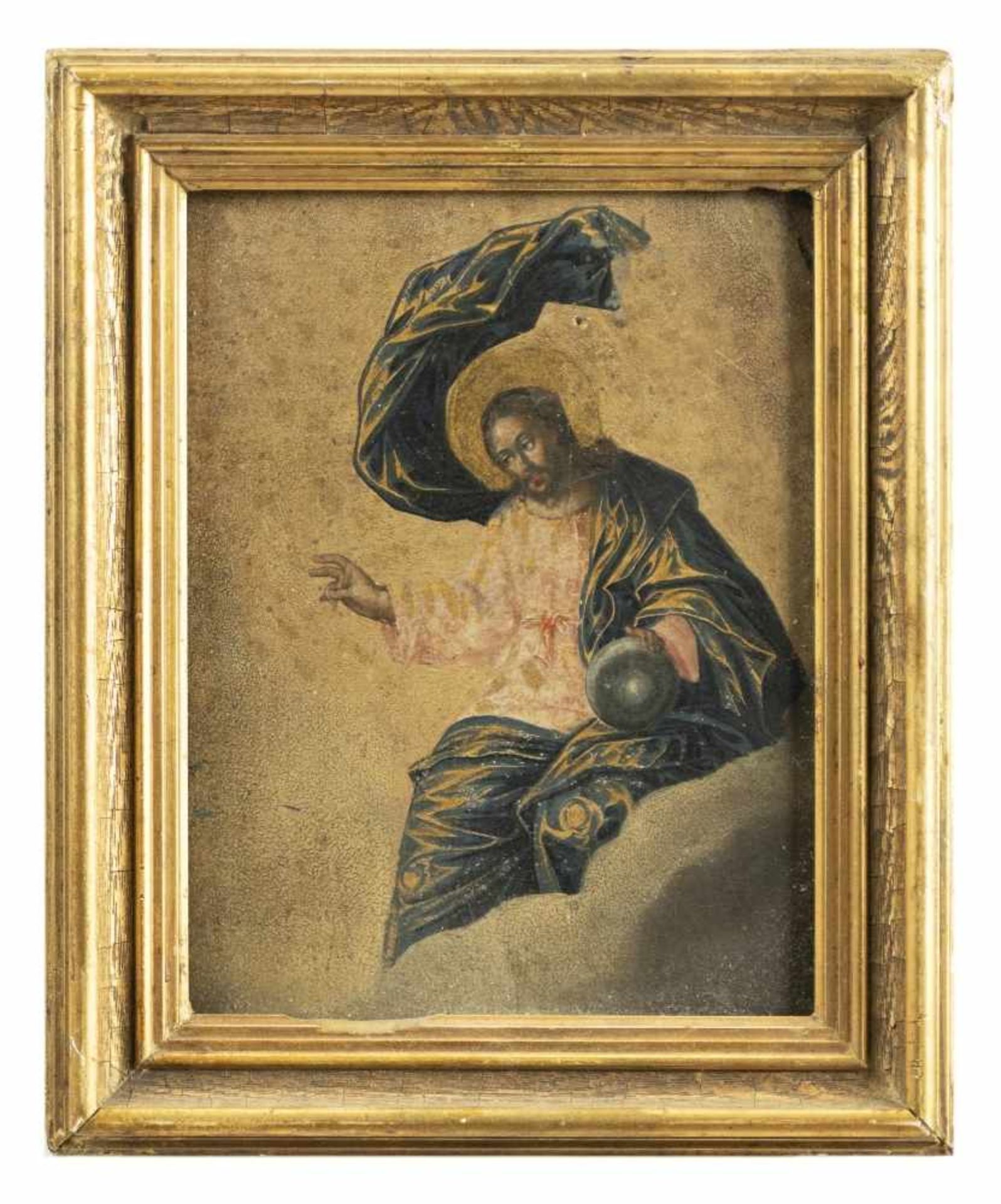 Der segnende Christus PantokratorAusschnitt aus einer russischen Ikone, 19. Jh.21,5 x 16 cm, Rahmen: