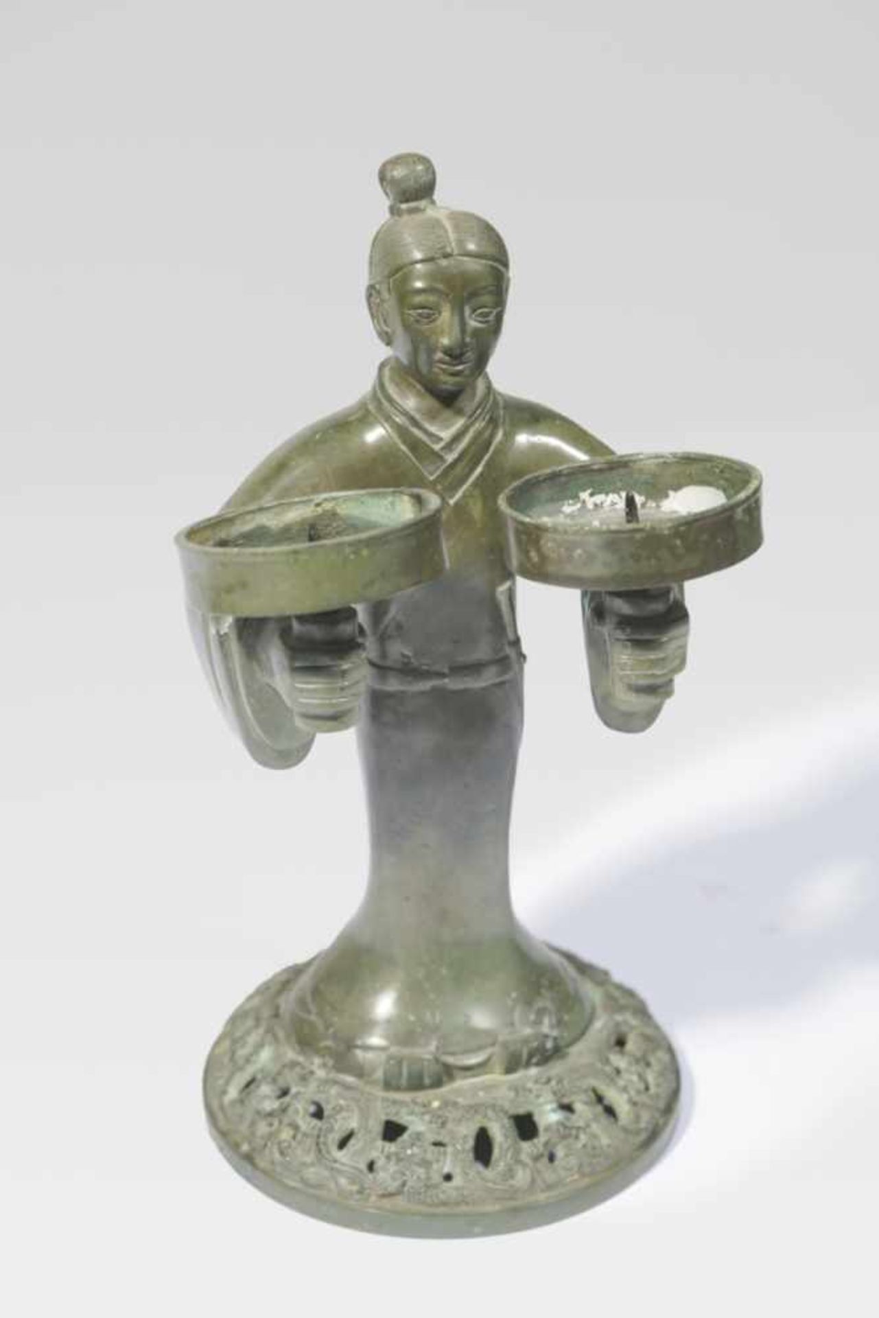 Servant as a candleholder, China, metal, 20th c., 29 cm high, Provenance: Private