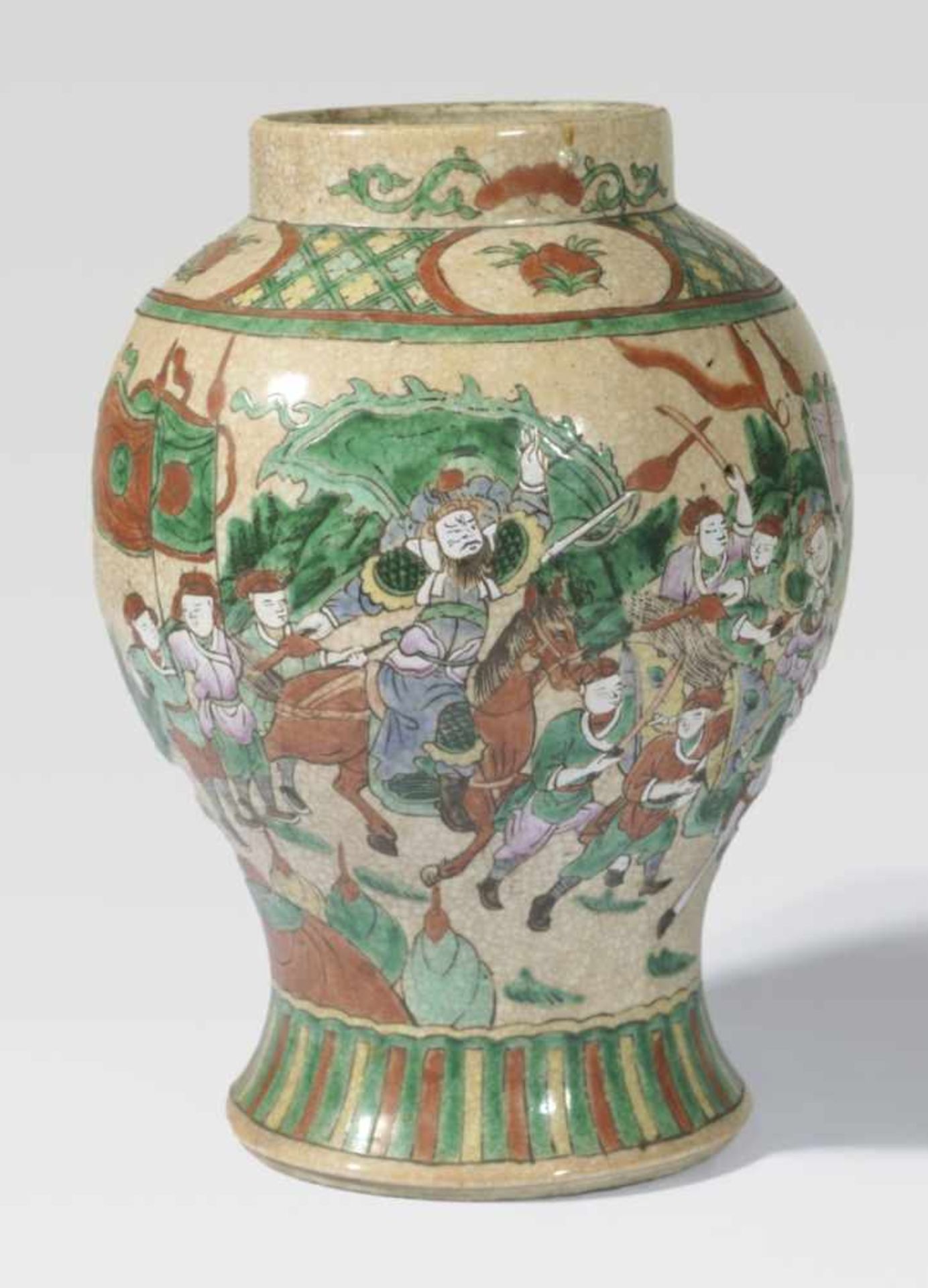 Japanese Vase with Warriors, 20th c., 31 cm high, Provenance: Private property Lucerne