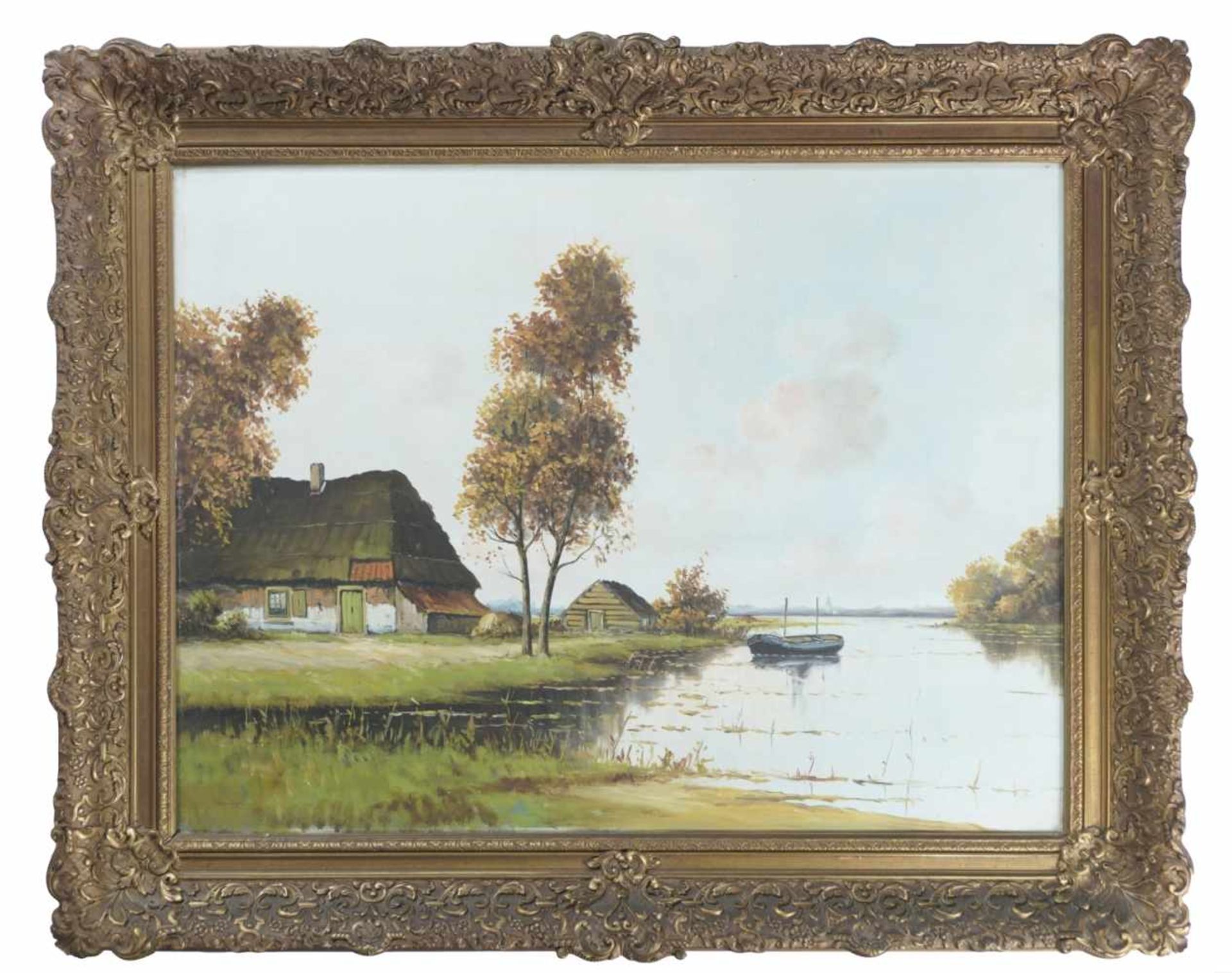 Unknown painter, Dutch Landscape, oil on canvas, 20th c., 60 x 80 cm, frame: 80 x 100 cm - Bild 2 aus 2