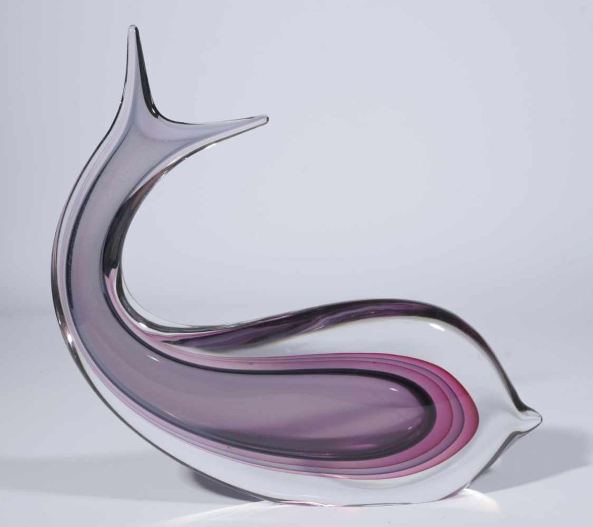 Large figure, Walter Furlan, Murano. 2009: Colourless, raspberry coloured, violet and pink