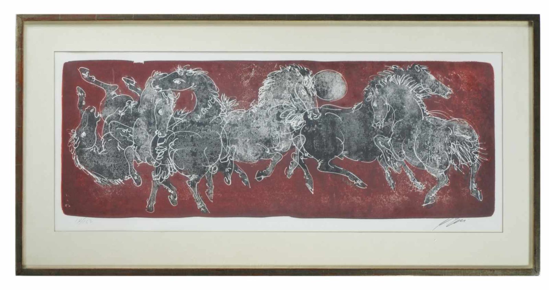 Hans ERNI (1909-2015), Galloping horses, Litho, 14 of 150, signed lower right with pencil, - Bild 2 aus 2