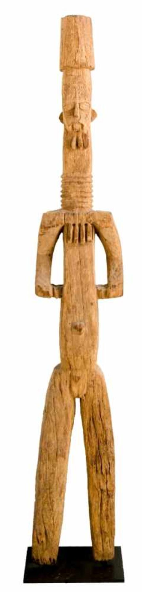 Monumental Ibo male figure, Nigeria, probably 1.half 20th c., wooden, carved, ca. 180 cm