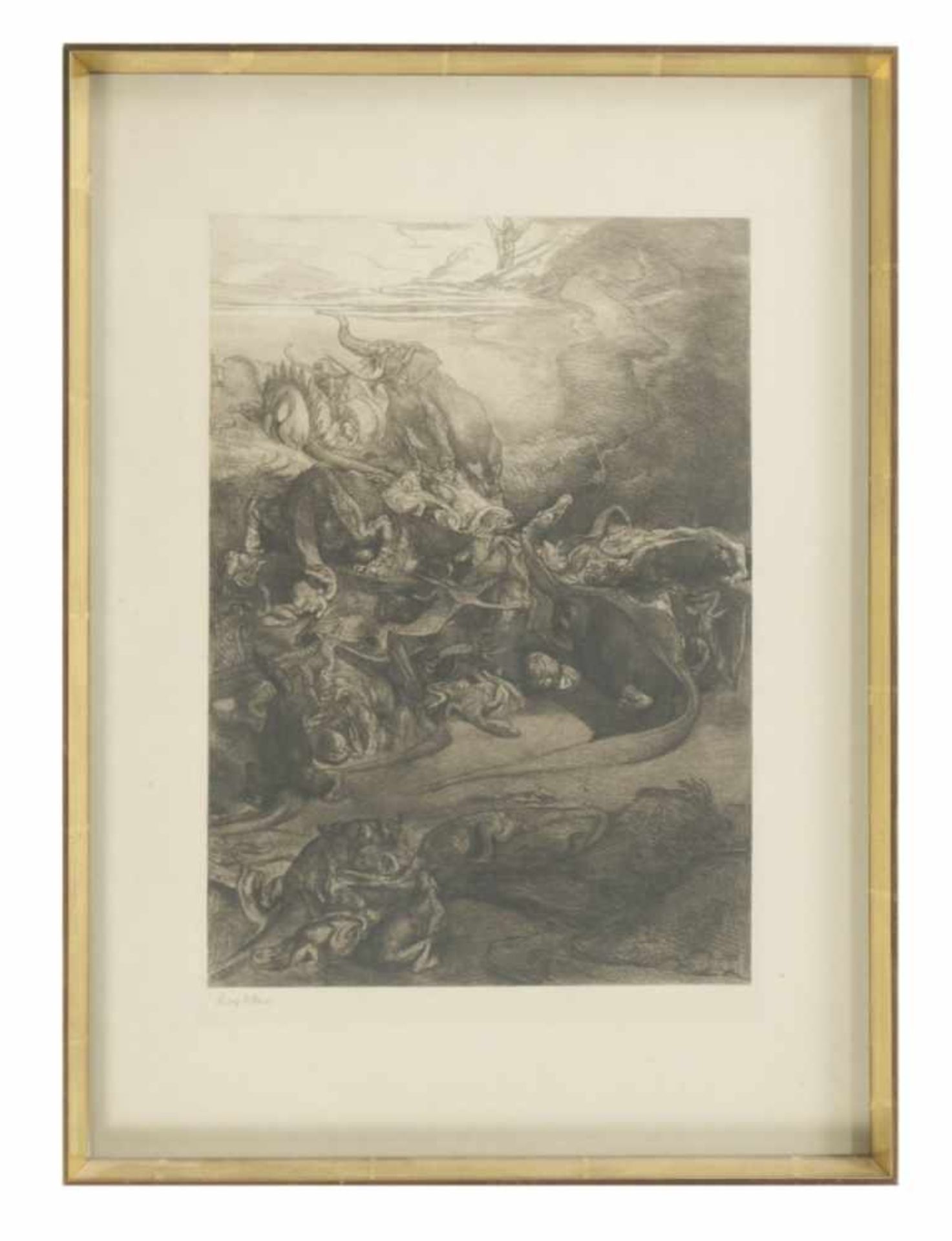 Rudolf JETTMAR (1869-1939), Prehistoric Monsters on the Road to Hell, etching, signed with - Image 2 of 2