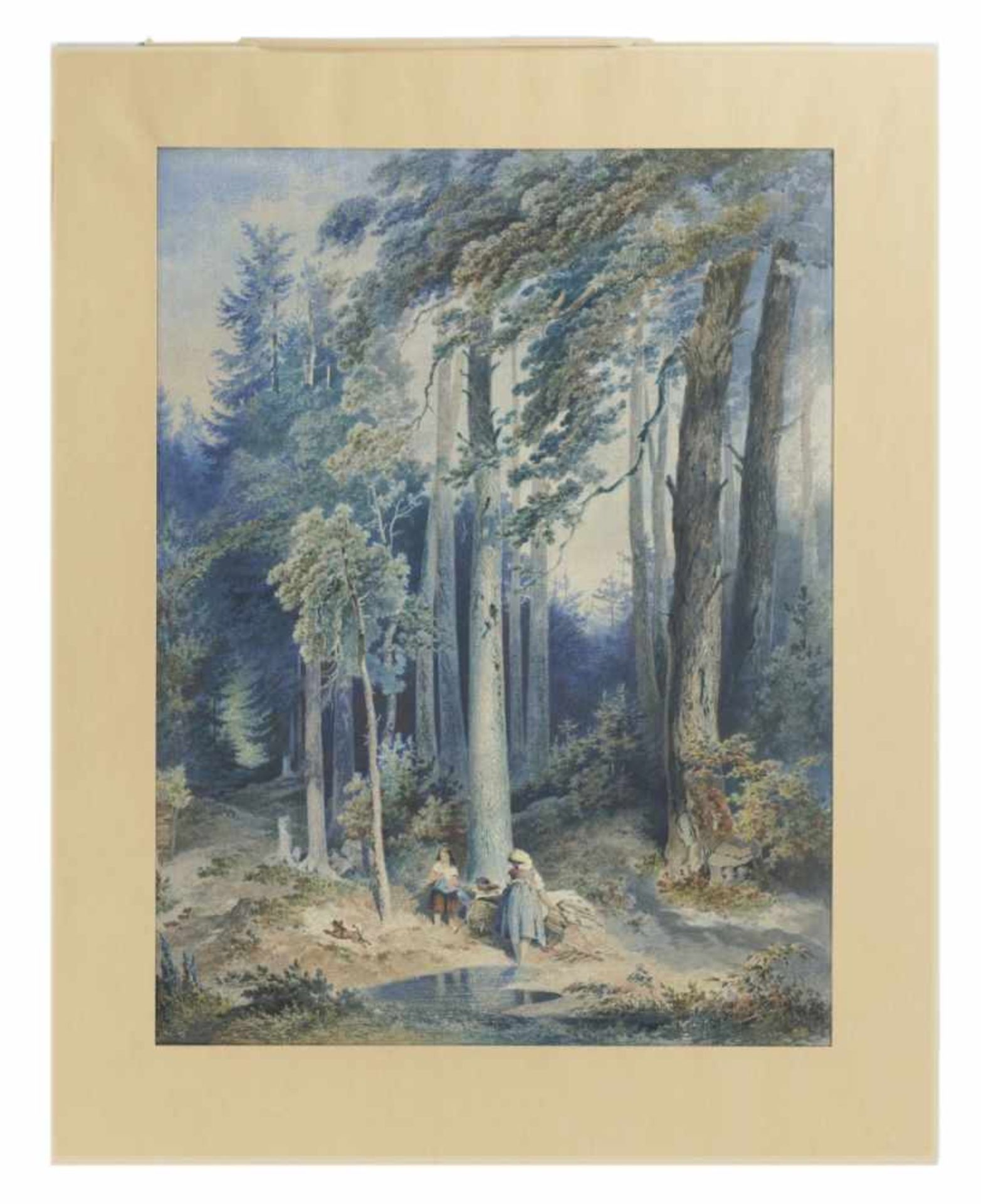 Unknown artist, In the forest, watercolor on paper, unsigned,53 x 41 cm, Provenance: - Image 2 of 2