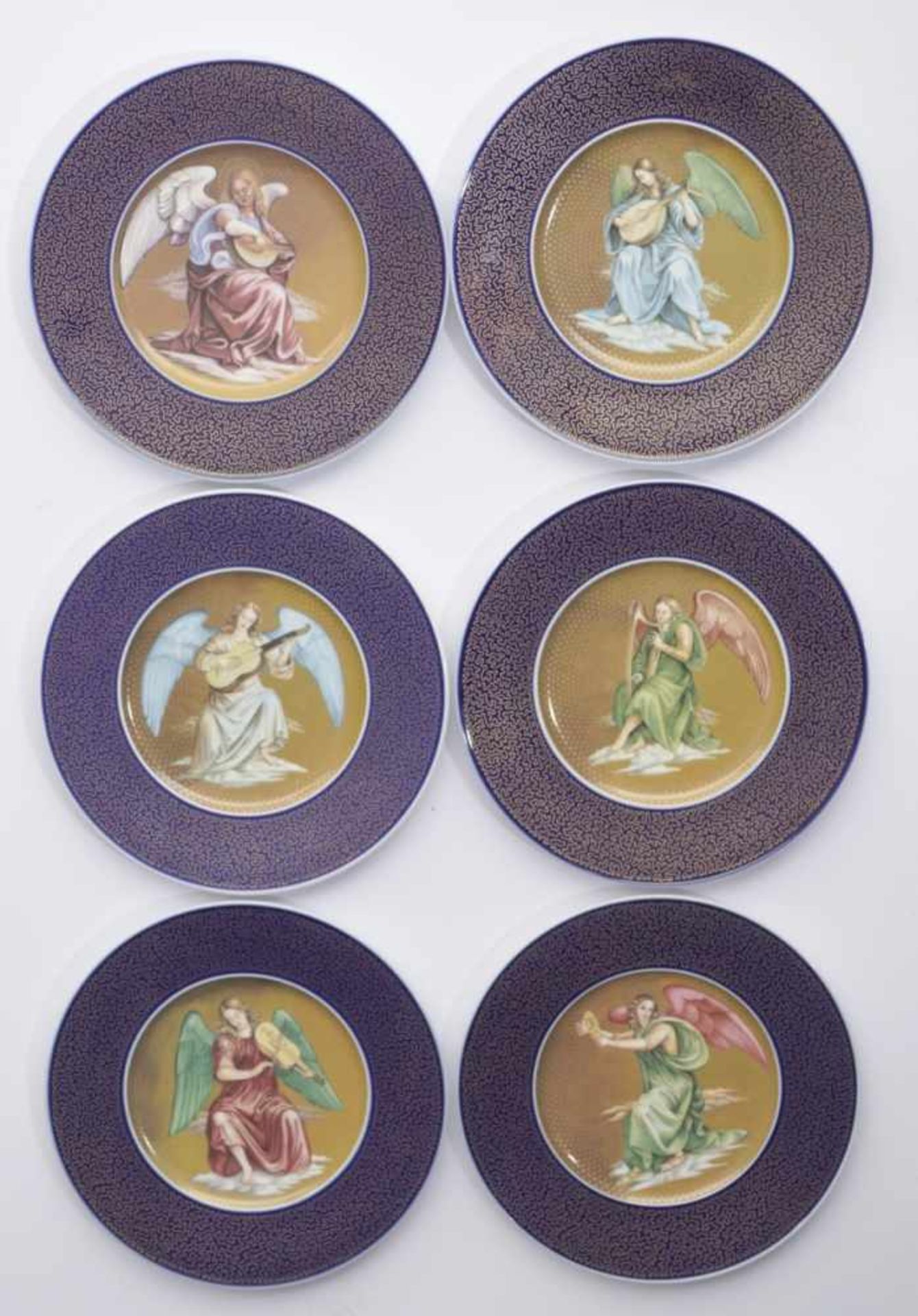 Six annual plates with motifs from the painting THE CHOSEN by Luca Signorelli, porcelain,