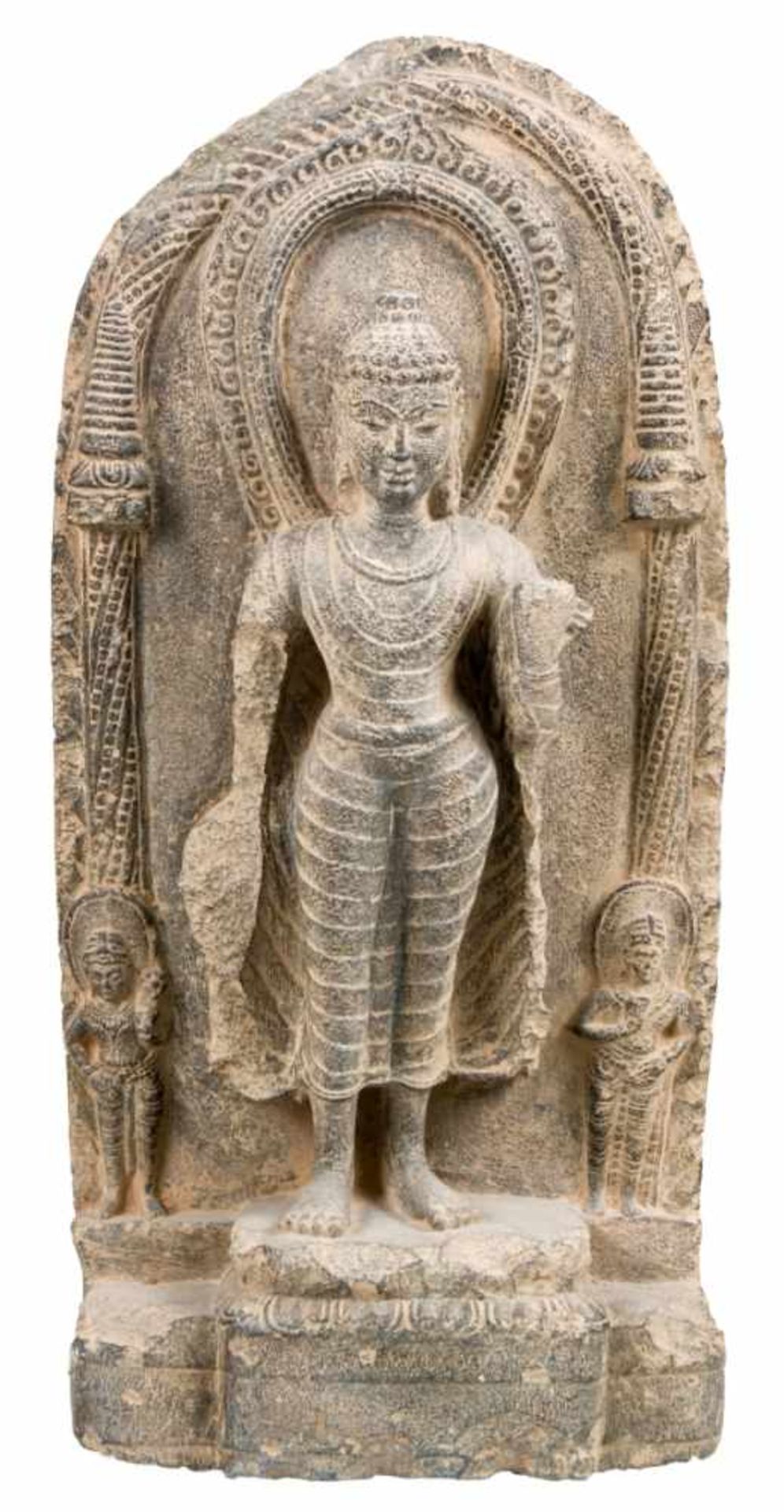 A Buddha-Stone-Sculpture, North of India, Bihar, probably 8-10th c., ca. 50 cm high;