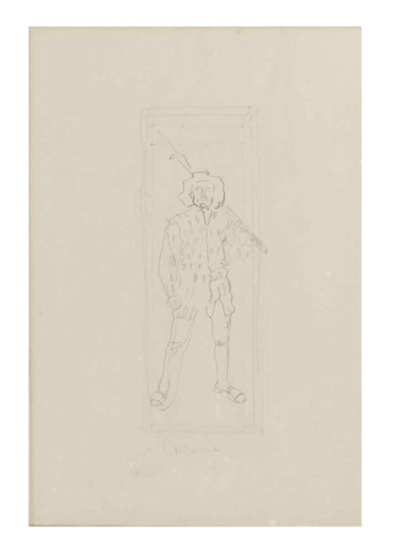 Ferdinand HODLER (1853-1918), Lucerne Battle-Axeman, Pencil on paper, inscribed Luzerne,