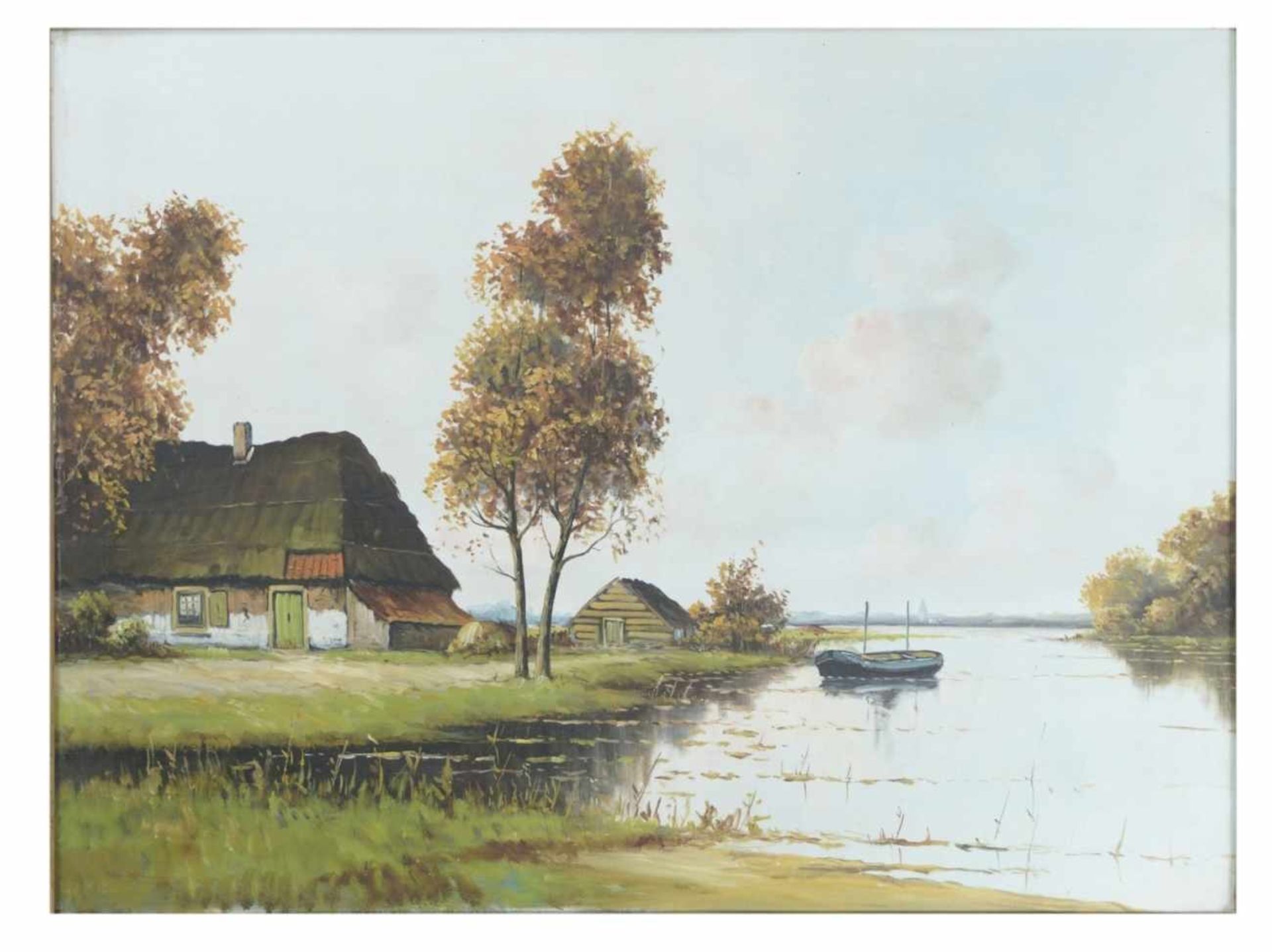 Unknown painter, Dutch Landscape, oil on canvas, 20th c., 60 x 80 cm, frame: 80 x 100 cm