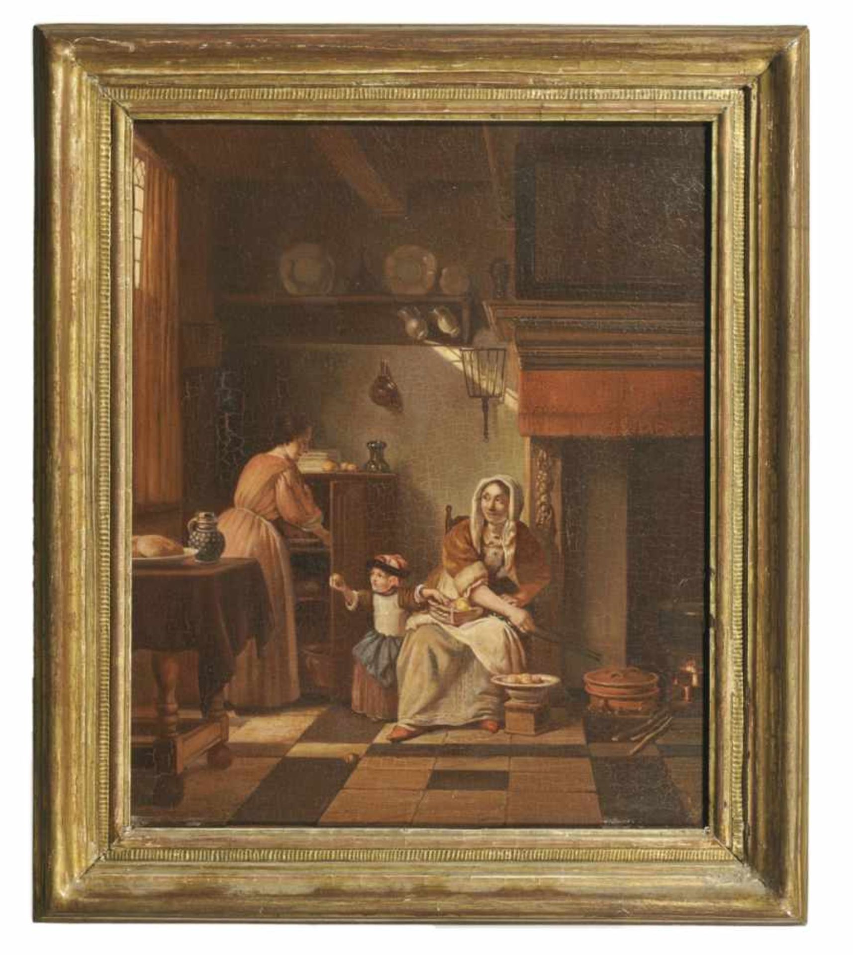 Unknown Painter, Interior Scene in the kitchen, Netherlands (?), Oil on panel, 19th c., 27 - Bild 2 aus 2