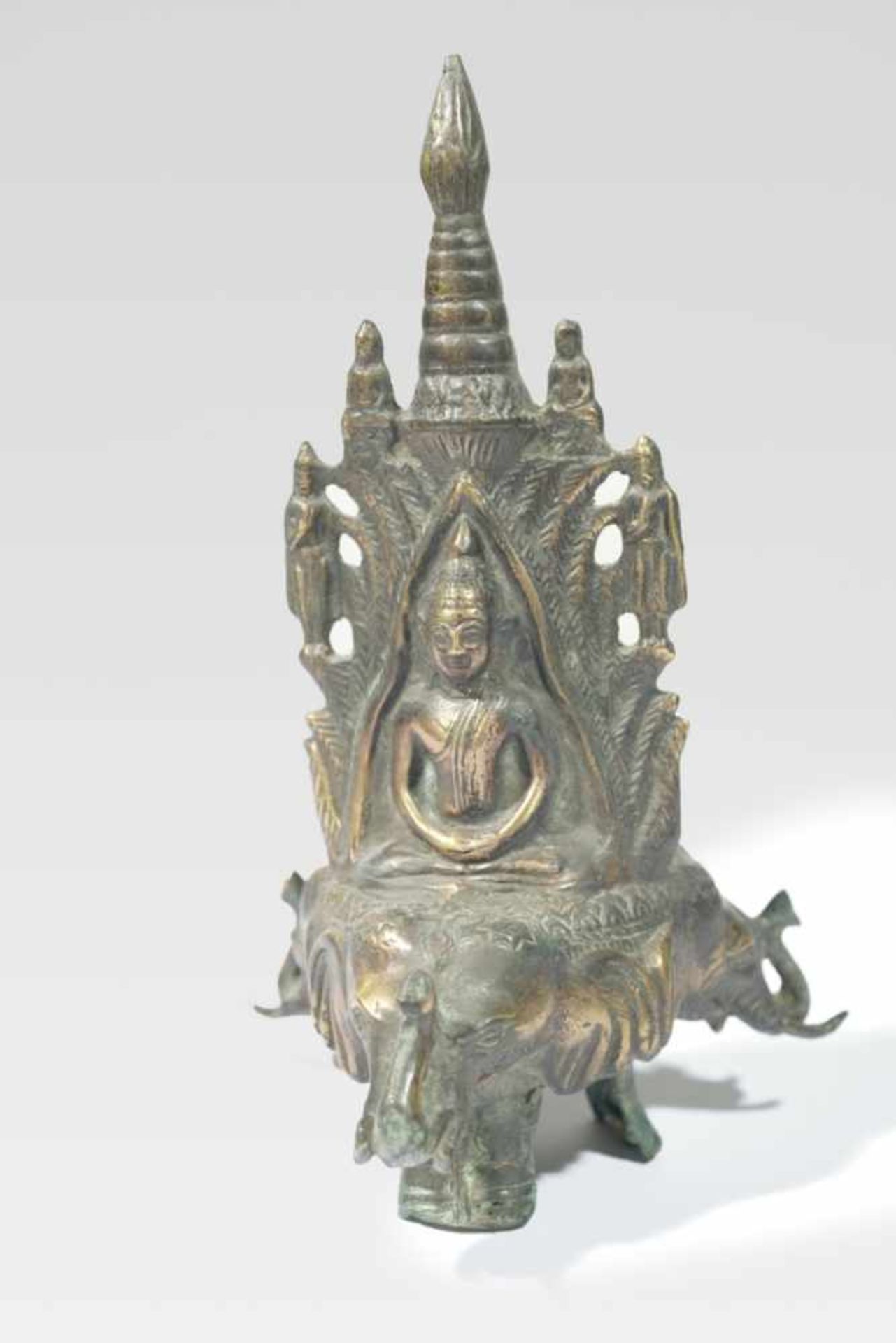 Buddhist Temple Altar with Buddhas on Elephants, Laos, probably 19th c., 31 cm high,