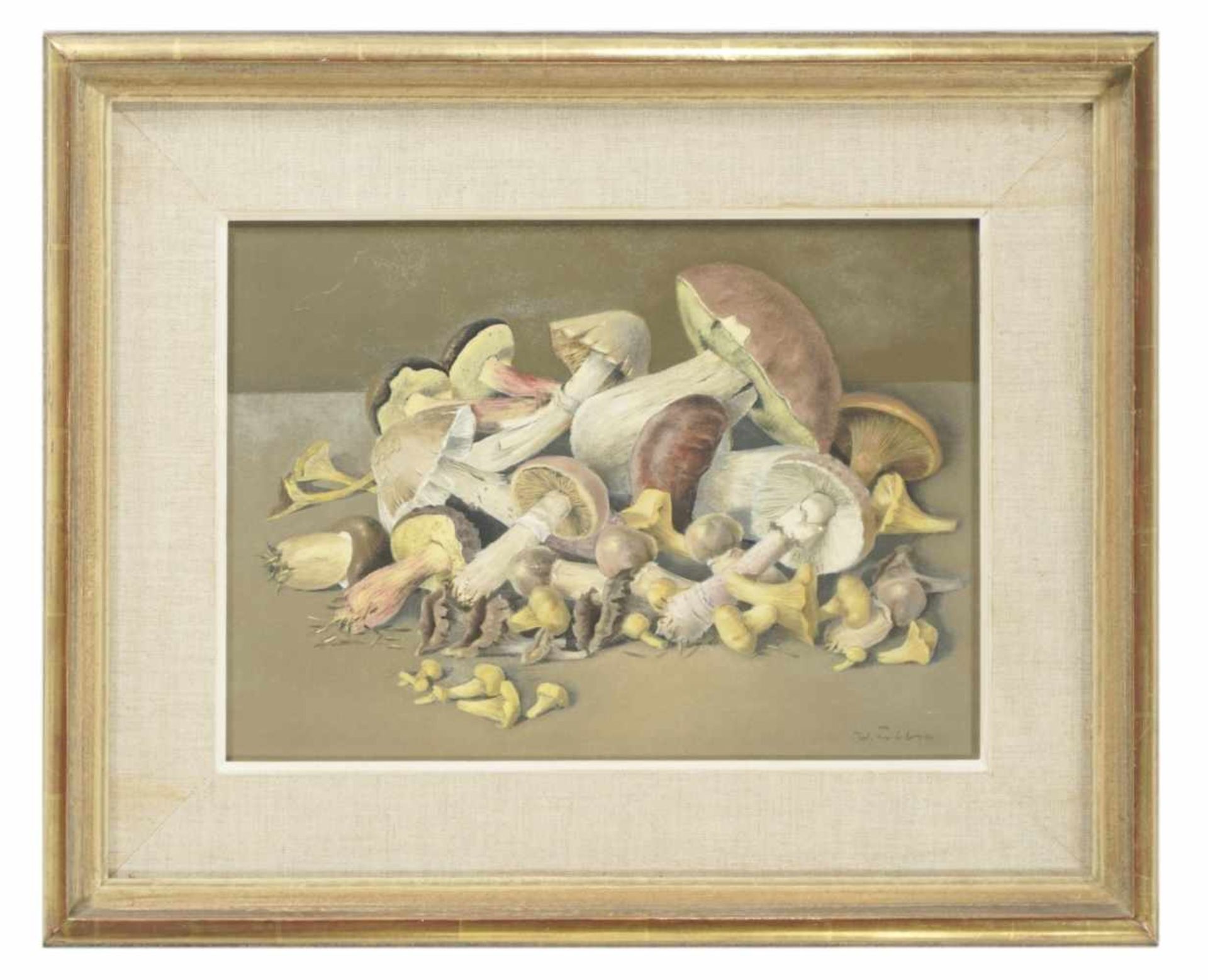 Walter FELLER-BRAND or FELBRA (1917-2002), Still life with mushrooms, Oil on masonite, - Bild 2 aus 2