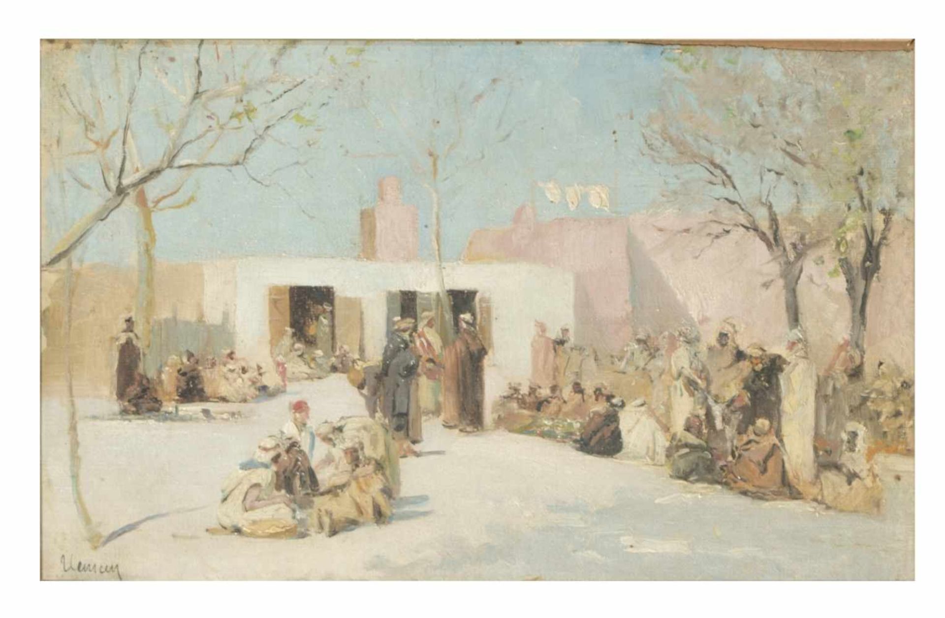 Unknown painter, Arab scene, Oil on panel, illegible signed, 17,5 x 27,5 cm, frame: 26,5 x