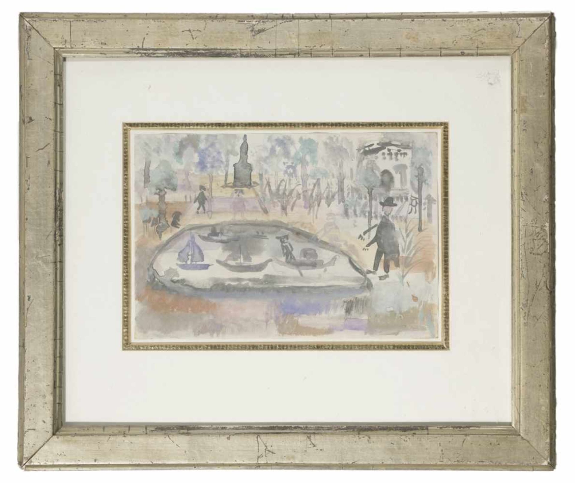 Romolo ESPOSITO (1913-1991), View of a park, watercolor on paper, 13,5 x 20 cm, frame: 30 - Image 2 of 2