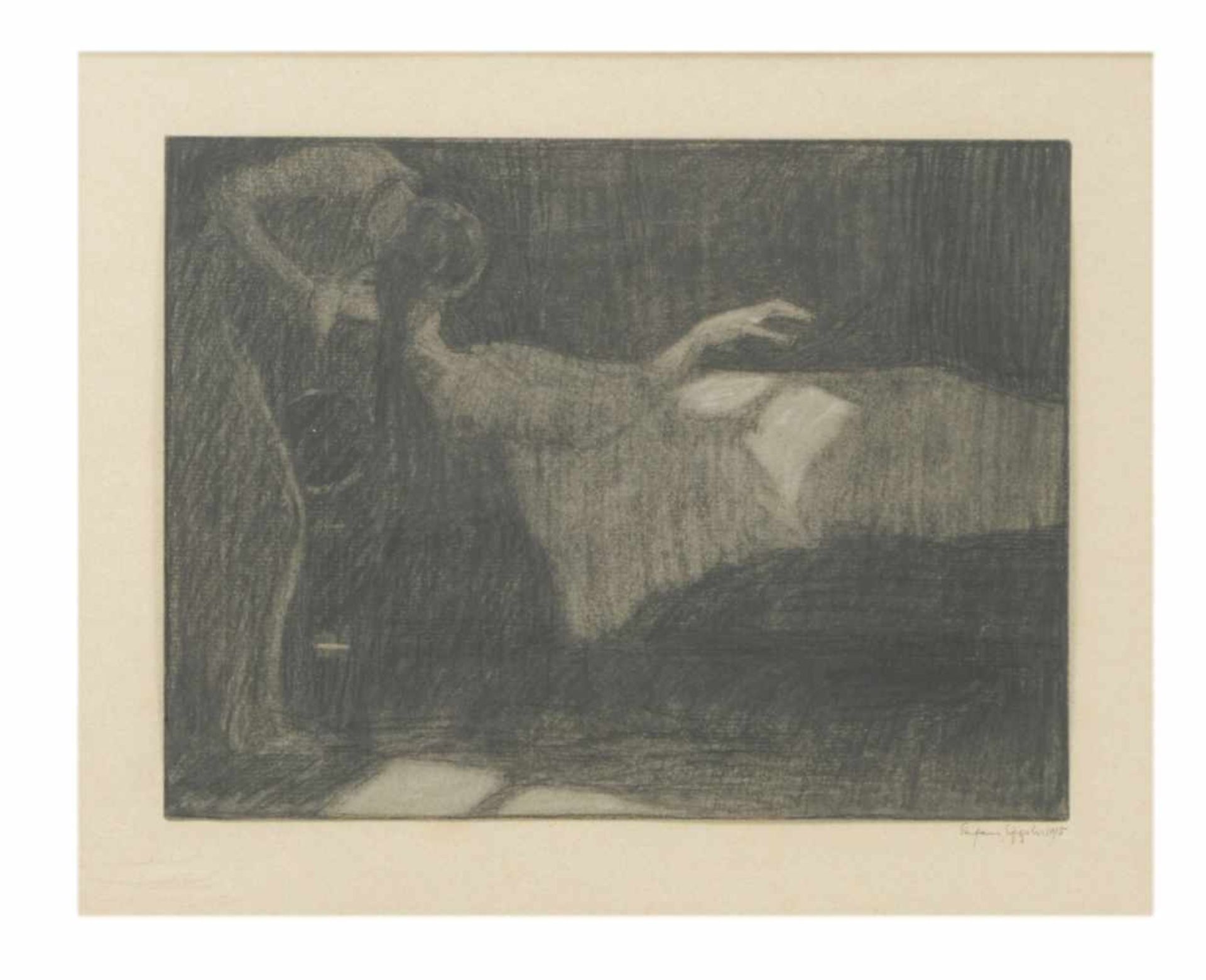 Stefan EGGELER (1894-1969), The Dream, Charcoal drawing, signed and dated 1915, 18 x 24 cm