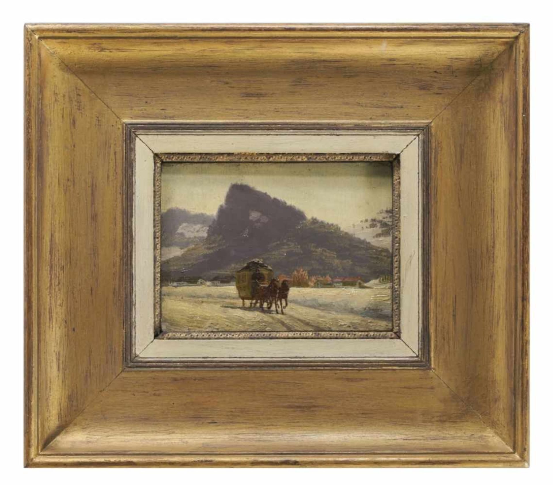 Antoinette SACHS (1904-?), Carriage in Winter landscape, Oil on panel, signed, 11 x 16 cm, - Bild 2 aus 2