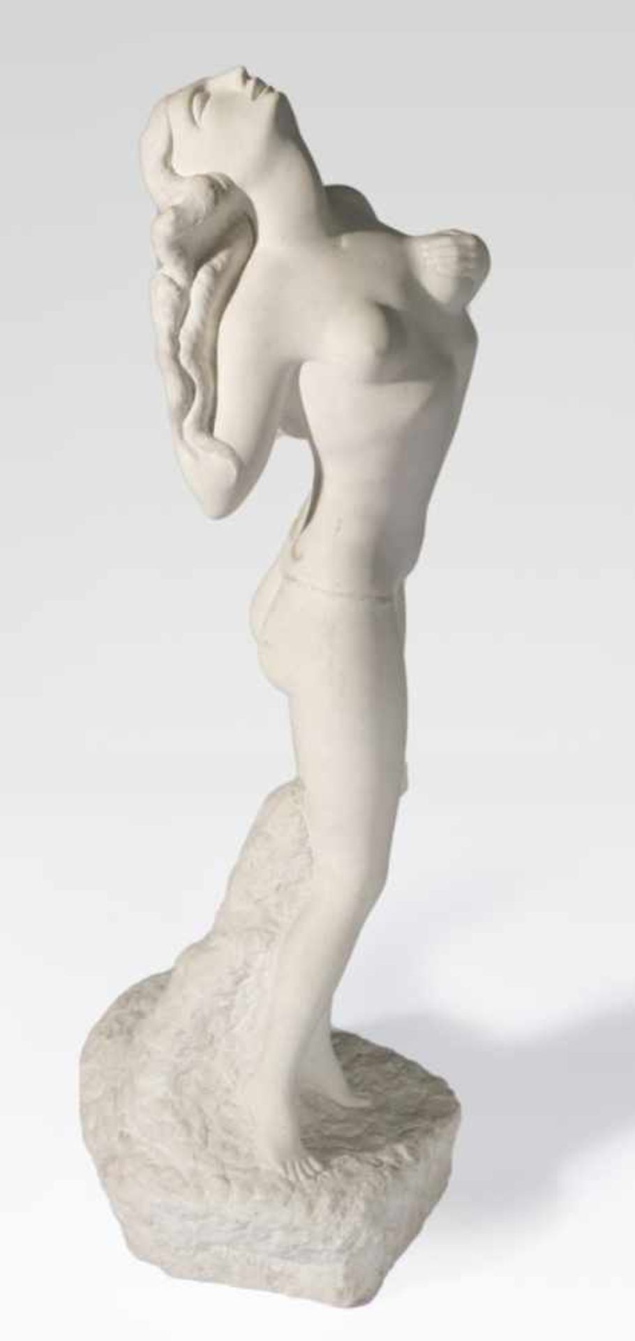 Nude in Art Deco style, cast stone, probably 30ties of 20th c., 64 cm high, glued in the