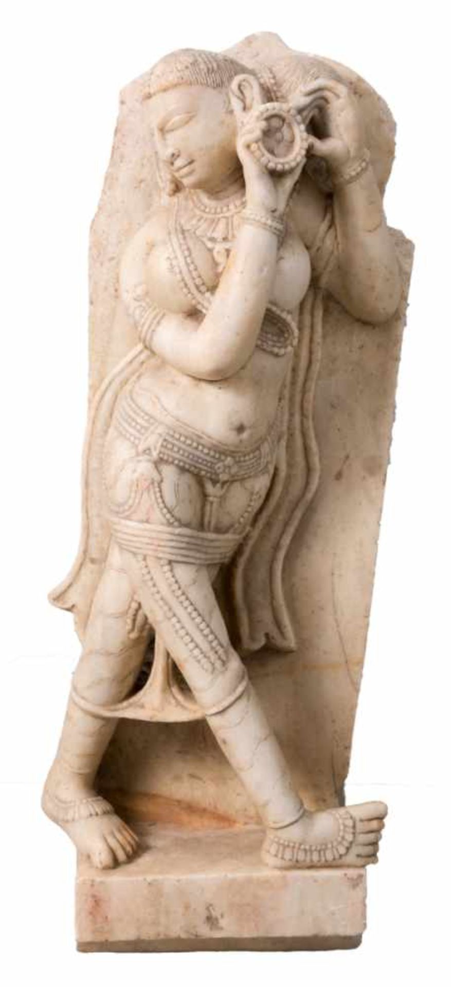 Very large Indian marble sculpture of a female goddess, height: ca. 70 cm, width: ca. 28